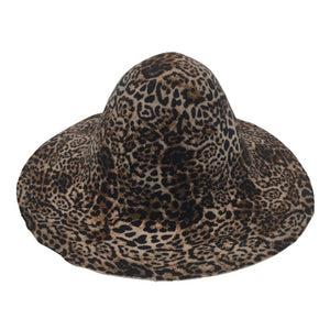 Wool Felt Capelines Animal Print High-Quality Floppy Brim