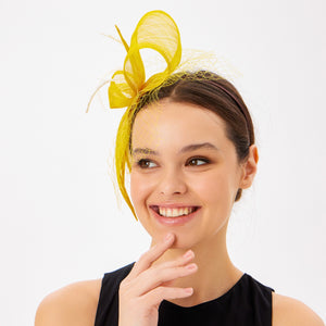 Bow Fascinator Hat with Veil & Feathers - Divahats boutique