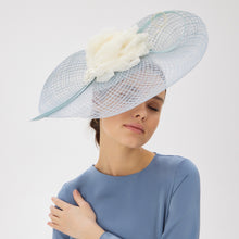 Load image into Gallery viewer, Exquisite Sinamay Fascinator Derby Hat for Women Blue with White Flower
