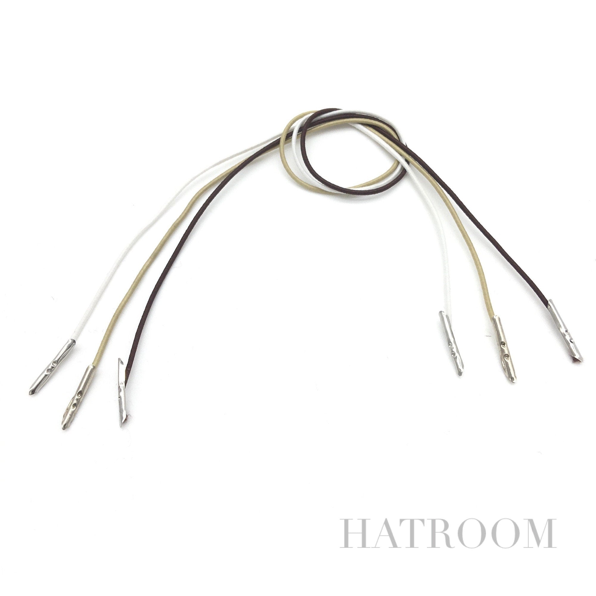 A Set of Three Elastic Cord with Metal Barbs in THree Colors