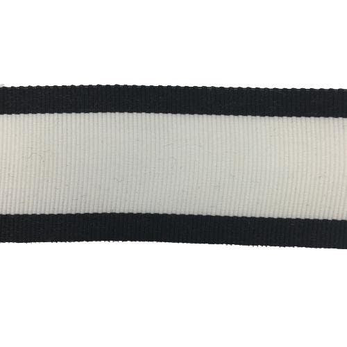 1,58 inch (40mm) Black Stripes and White Millinery Grosgrain Ribbon - 1yard