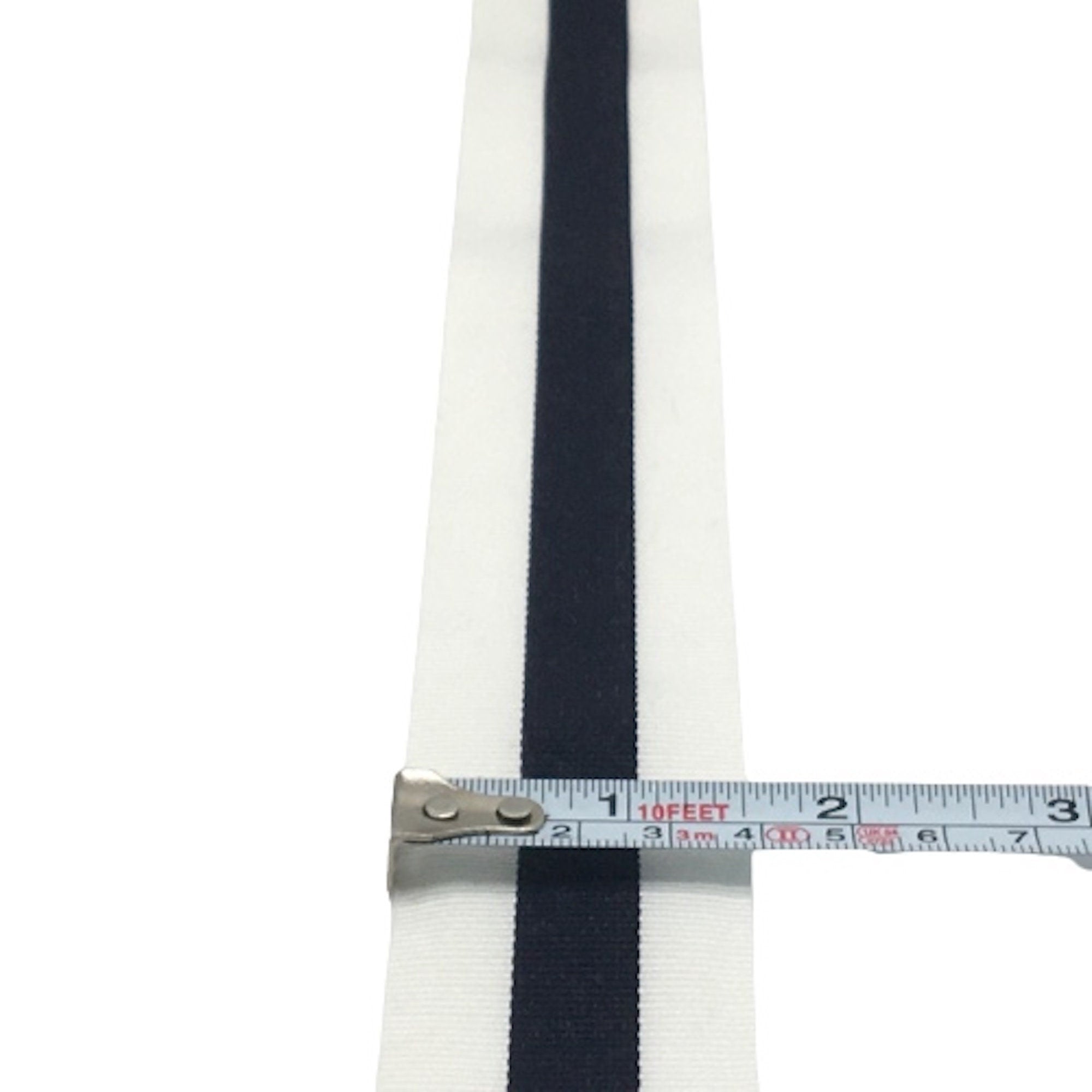 1,58 inch (40mm) Navy Blue Stripe and White Millinery Grosgrain Ribbon - 1yard