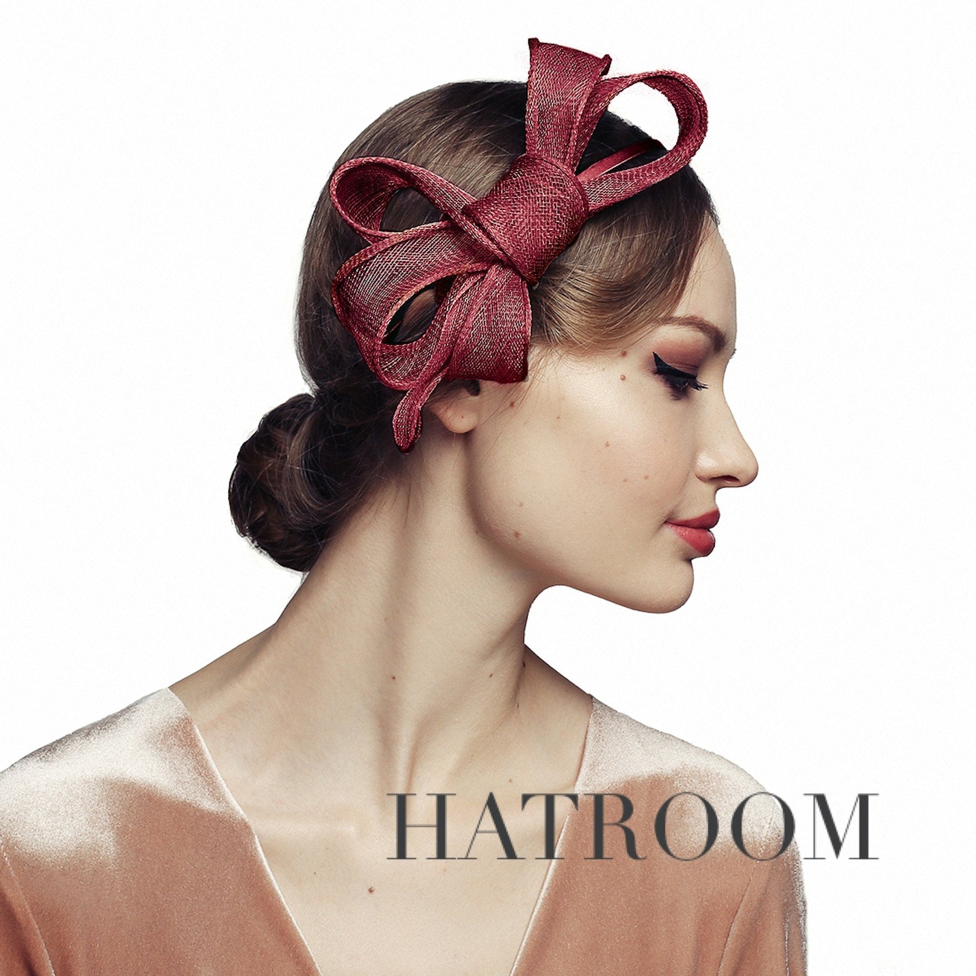 burgundy fascinator hat