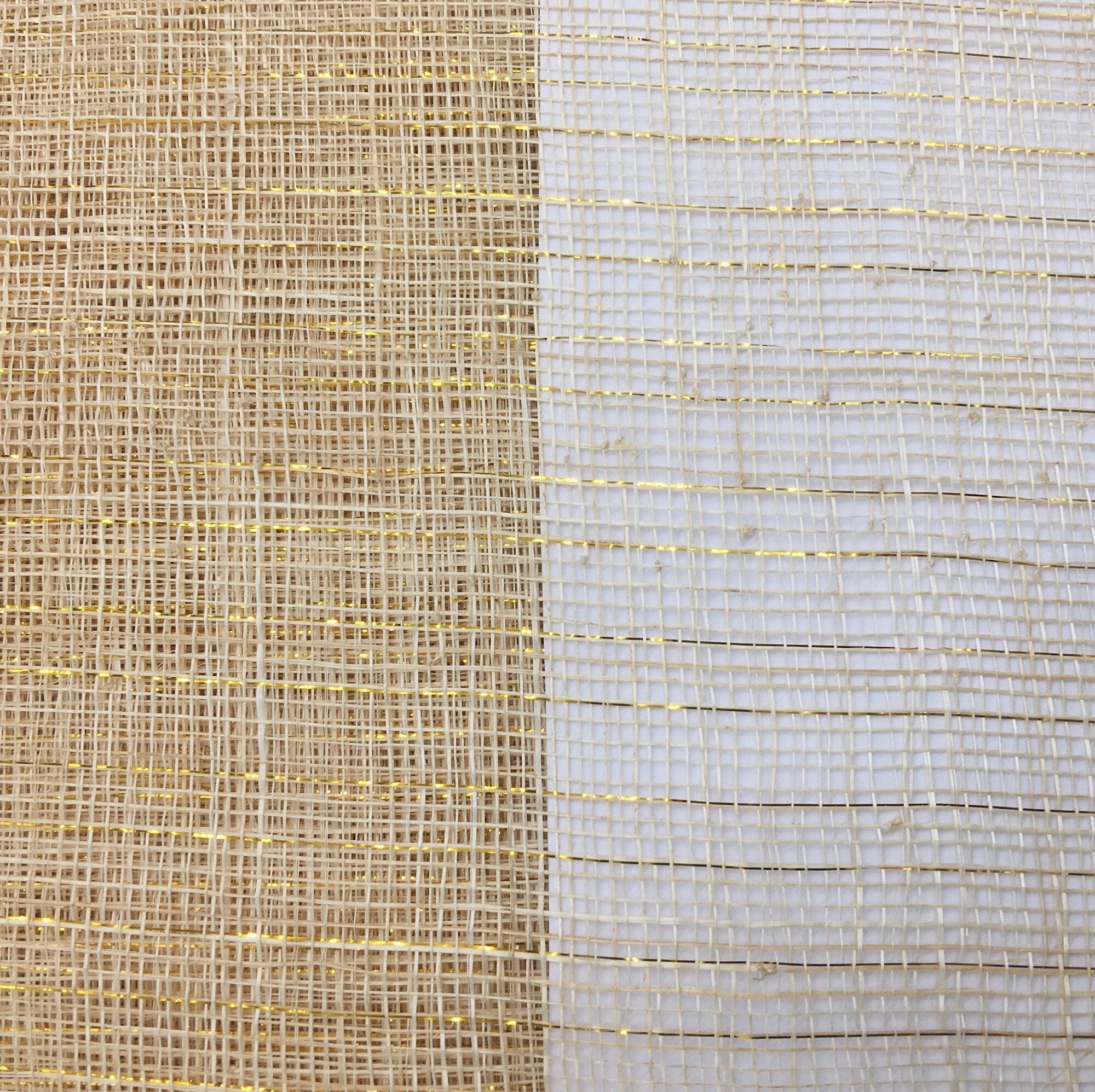 Sinamay Fabric Natural&Gold Lurex for Millinery - 1 meter x90cm