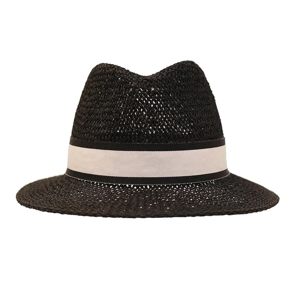 Classic Black Straw Fedora Hat