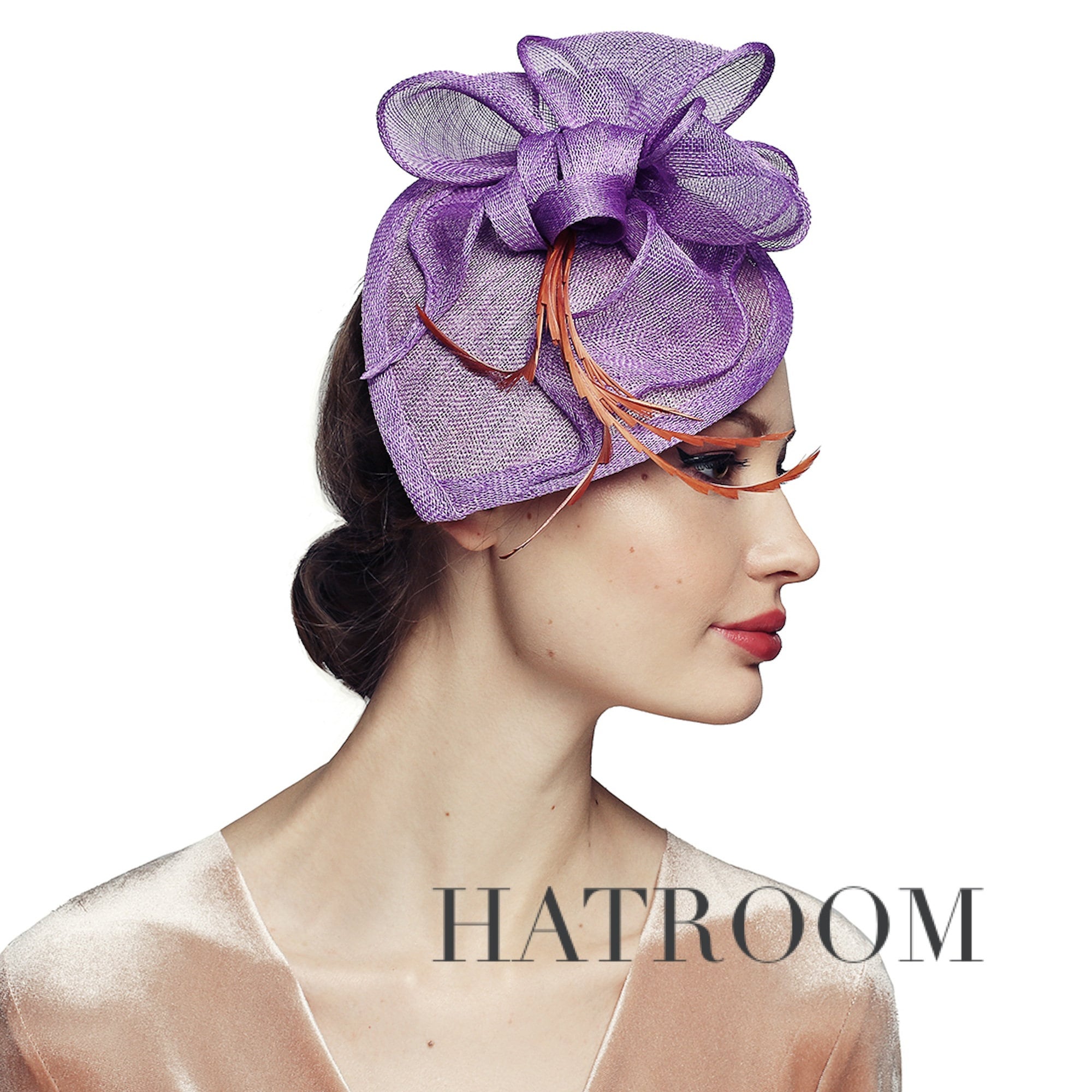Elegant Fascinator Sculptural Purple Cocktail Hat for Kentucky Derby and Weddings