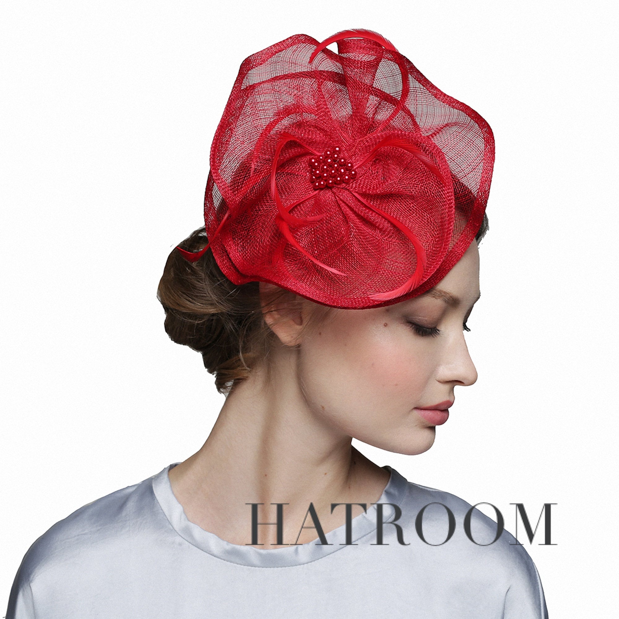Red flower fascinator