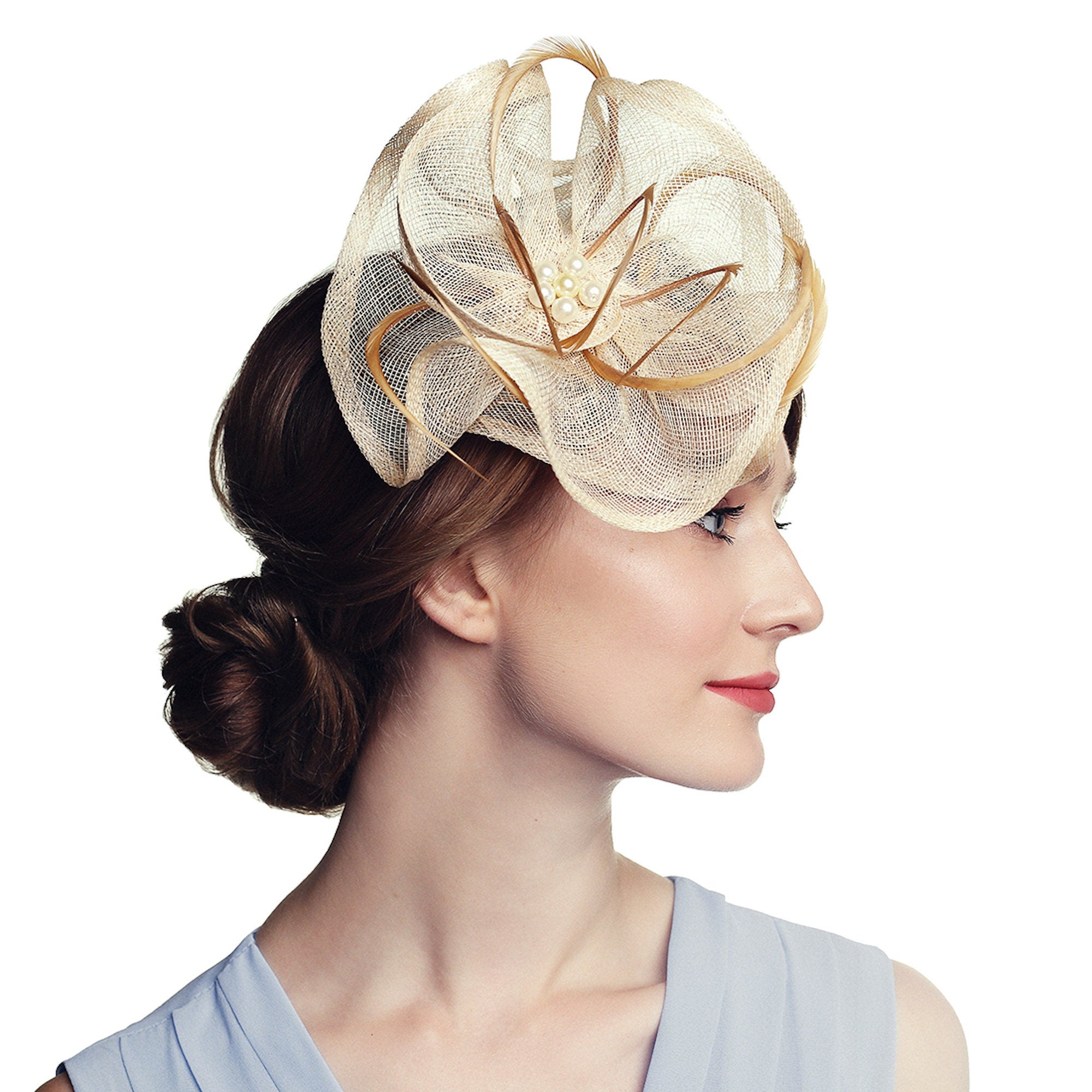 Stylish White Fascinator Headband Wedding Tea Party Cocktail Hat