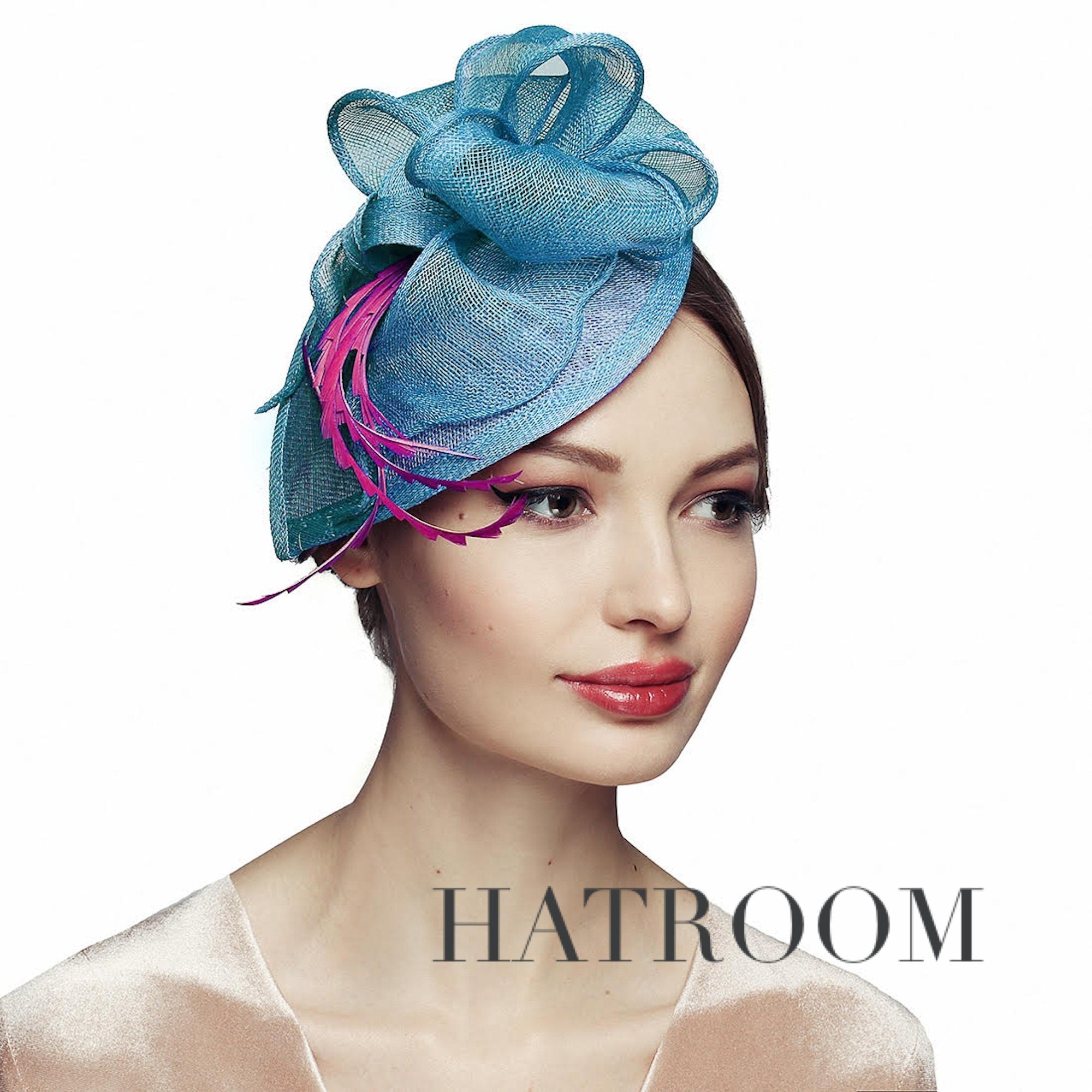 Elegant Fascinator Sculptural Purple Cocktail Hat for Kentucky Derby and Weddings