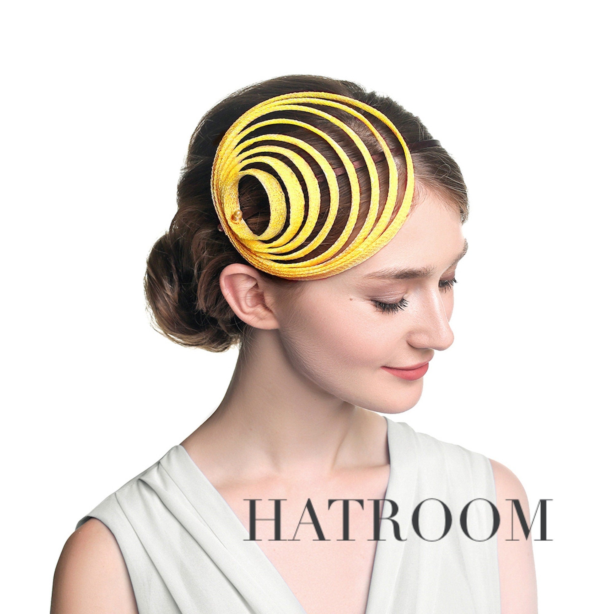 yellow fascinator hat