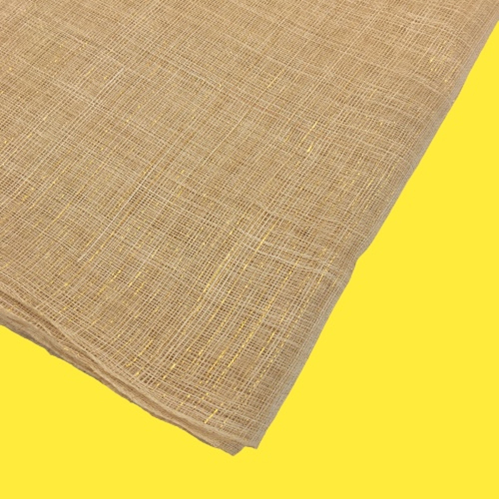 Sinamay Fabric Natural&Gold Lurex for Millinery - 1 meter x90cm