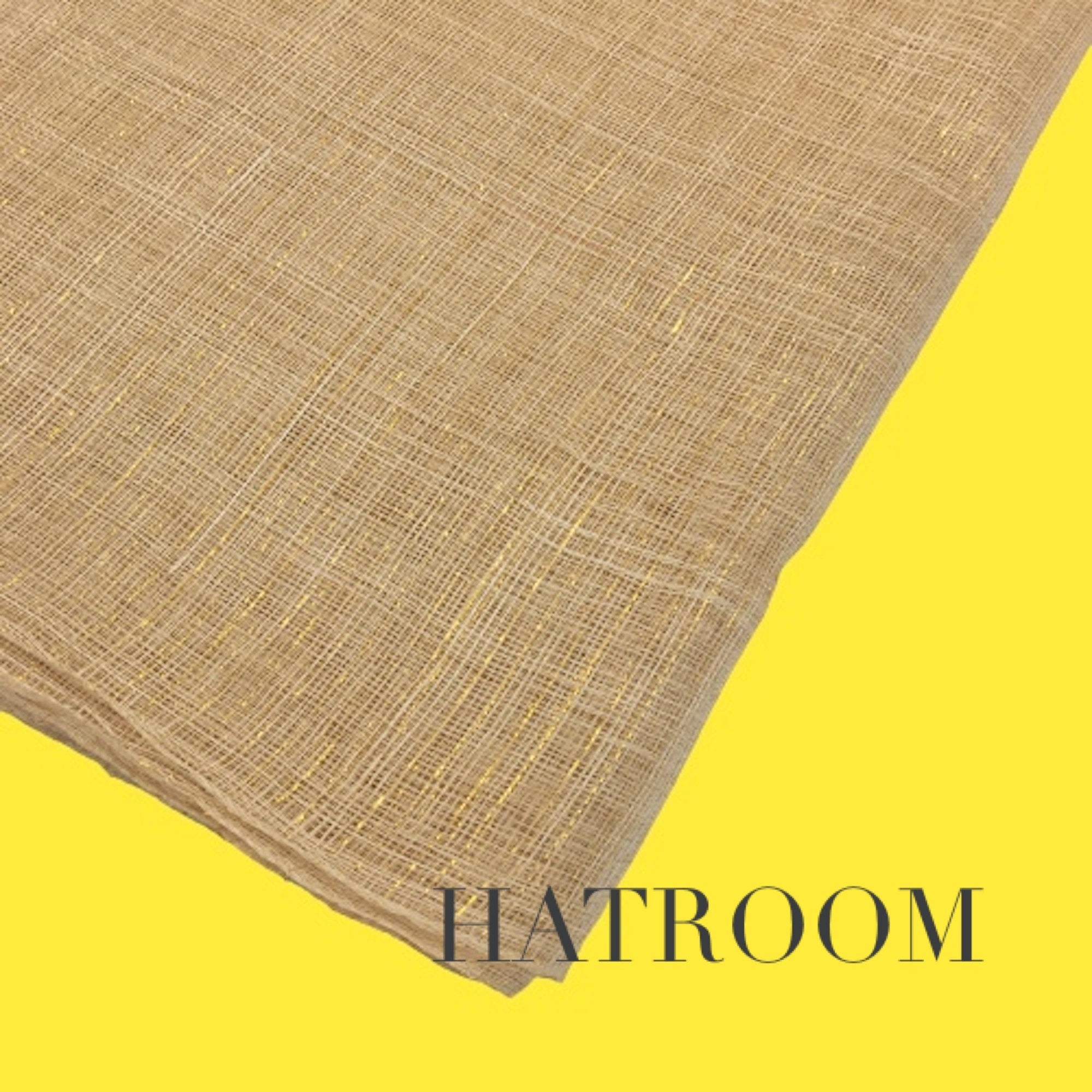 Sinamay Fabric Natural&Gold Lurex for Millinery - 1 meter x90cm