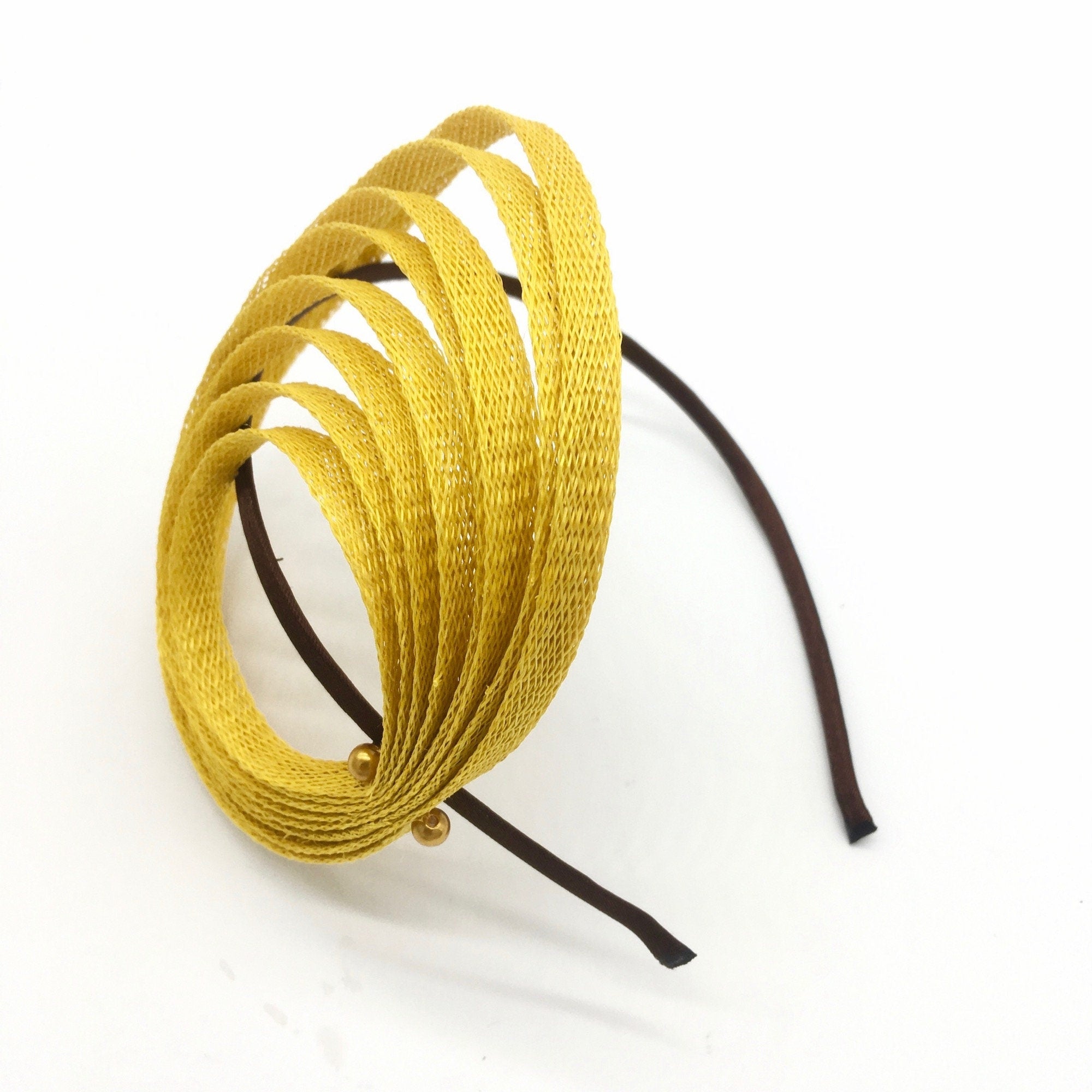 Yellow Fascinator Hat Wedding Tea Party Church Derby Headwear