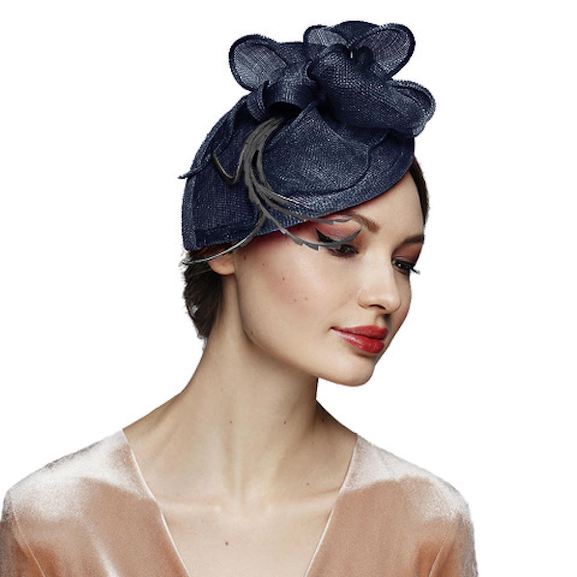 Elegant Fascinator Sculptural Purple Cocktail Hat for Kentucky Derby and Weddings