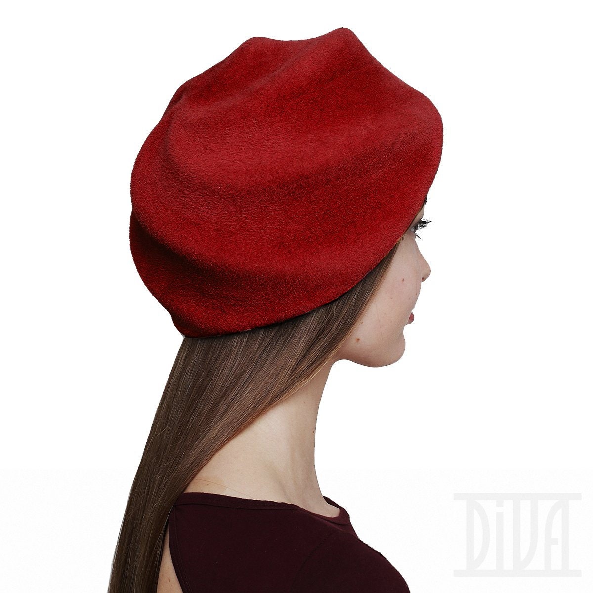 Antic Pink Fur Felt Beret for Women Fashion Winter Hat