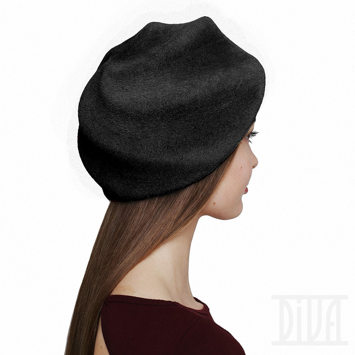 Antic Pink Fur Felt Beret for Women Fashion Winter Hat