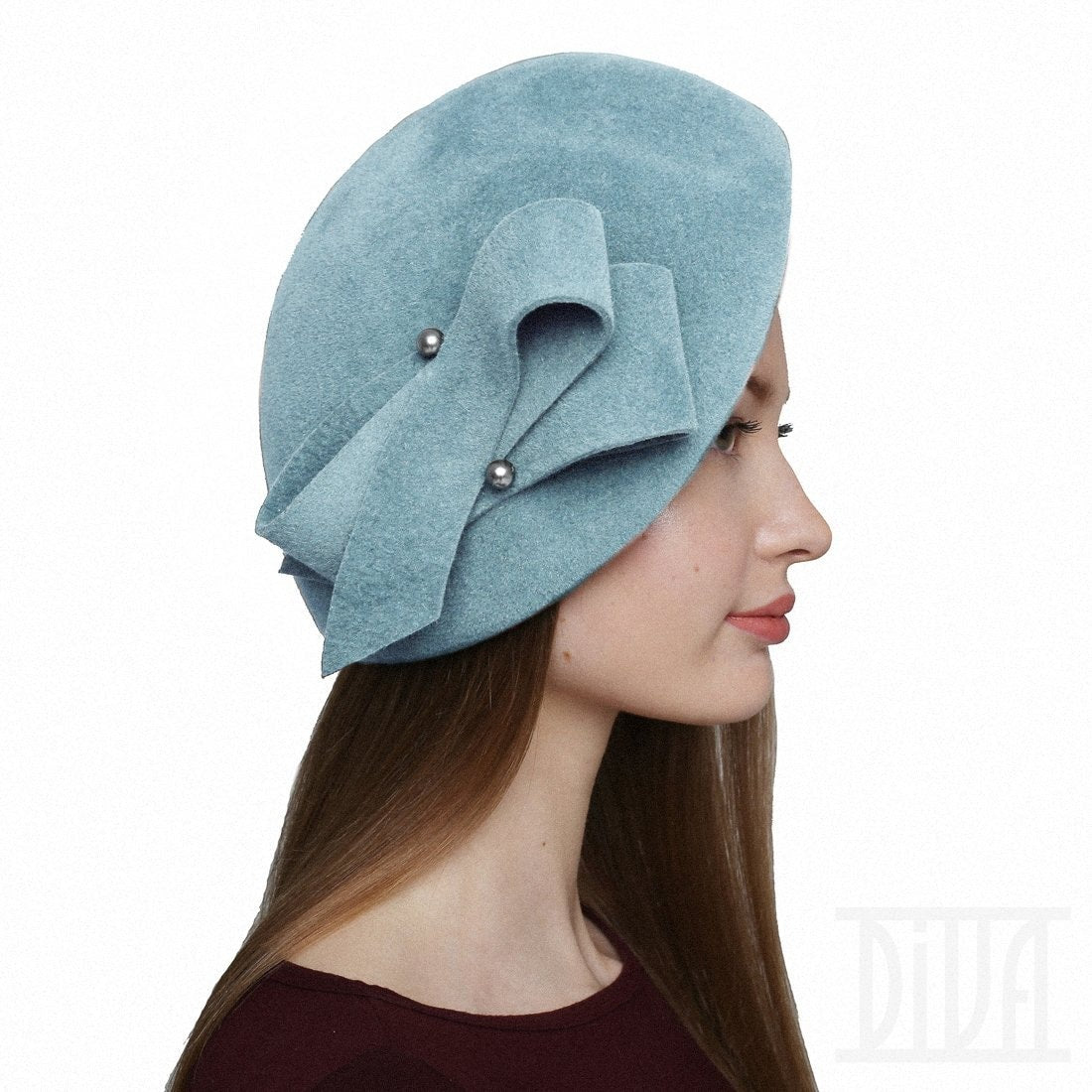 Fur Felt Beret with Bow Ladies Winter Hat