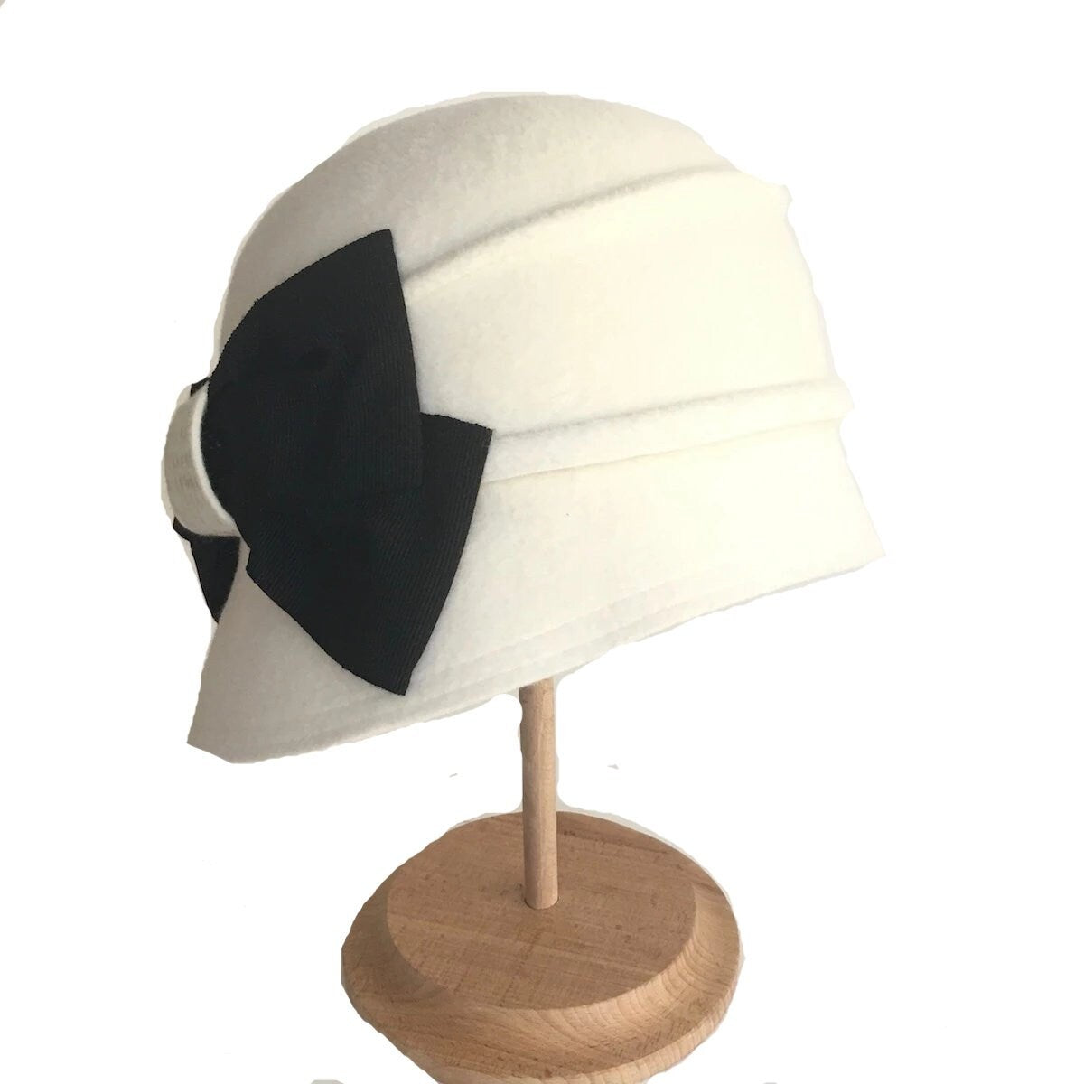 Fur Felt Cloche Hat with Bow Winter Headwear