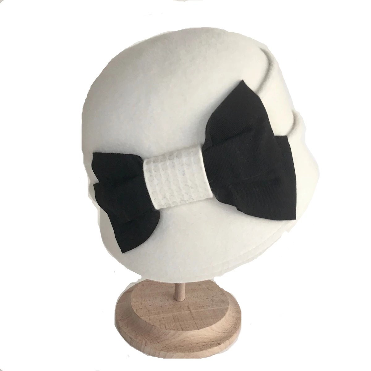 Fur Felt Cloche Hat with Bow Winter Headwear