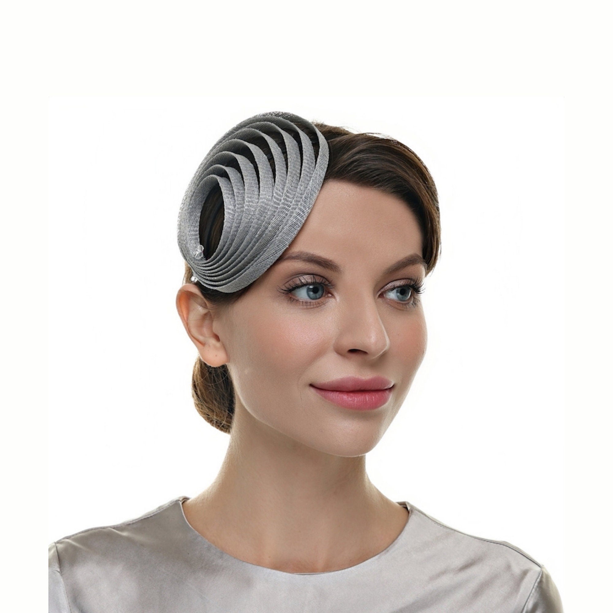 Grey Fascinator Hat