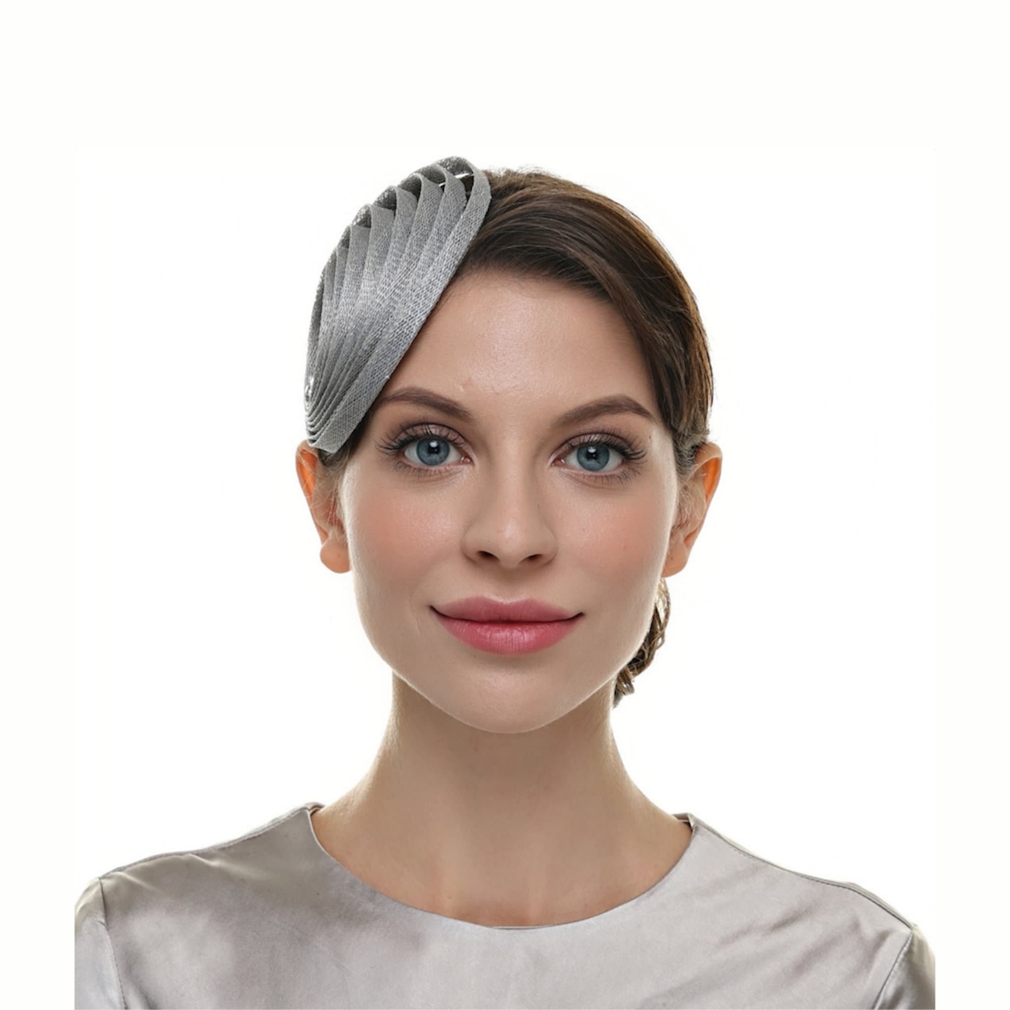 Silver Gray Women Fascinator Hat Derby Wedding Tea Party Church Headwear