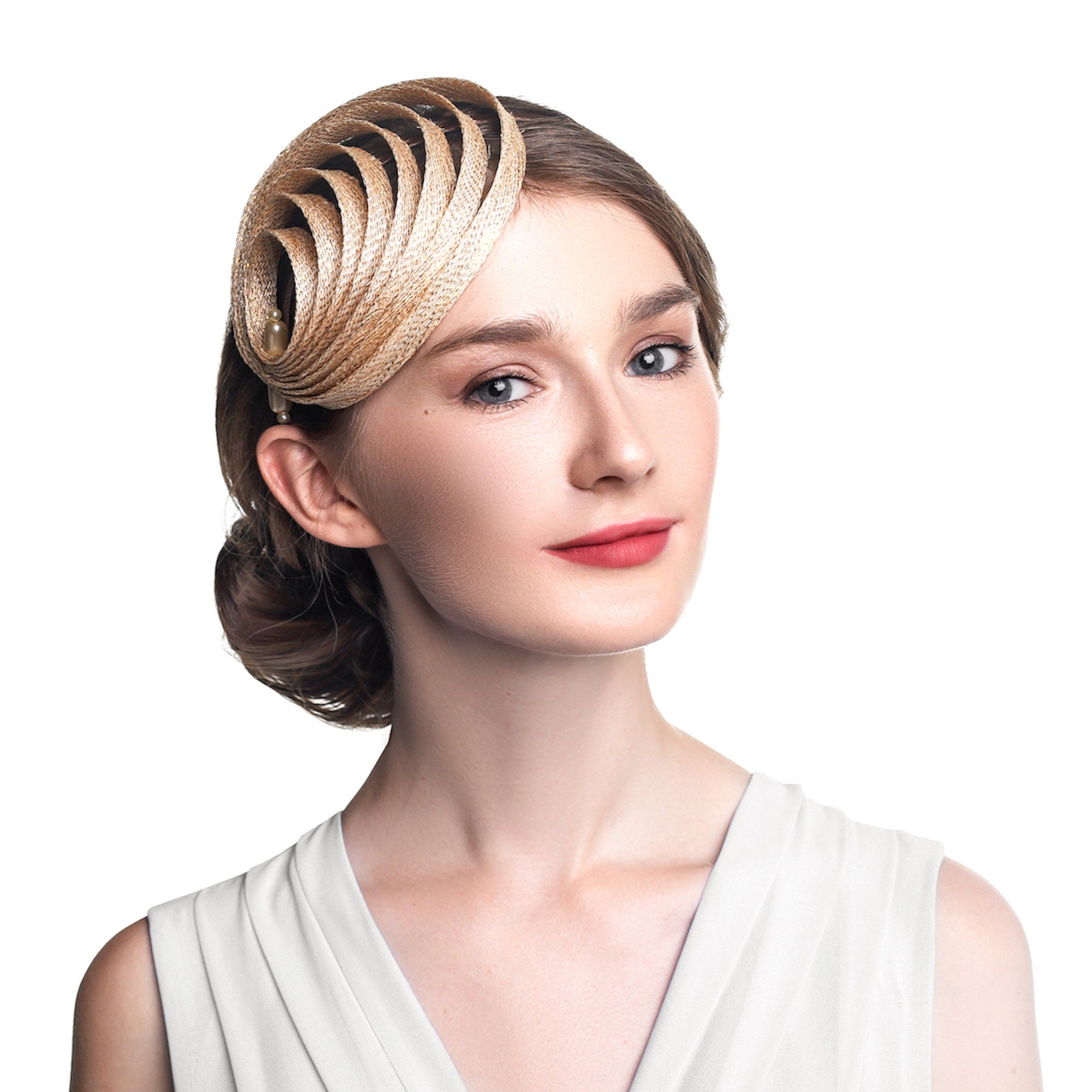 Gold Fascinator Hats for Women Wedding Headwear