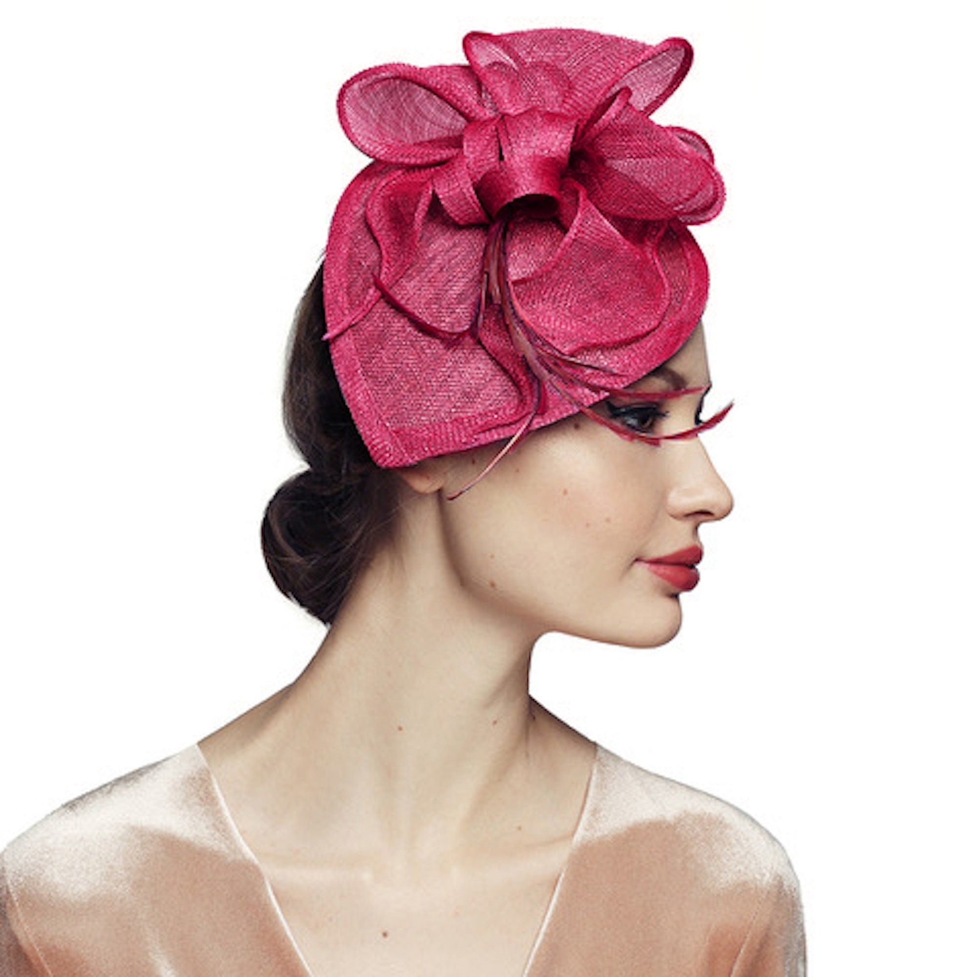 Elegant Fascinator Sculptural Purple Cocktail Hat for Kentucky Derby and Weddings