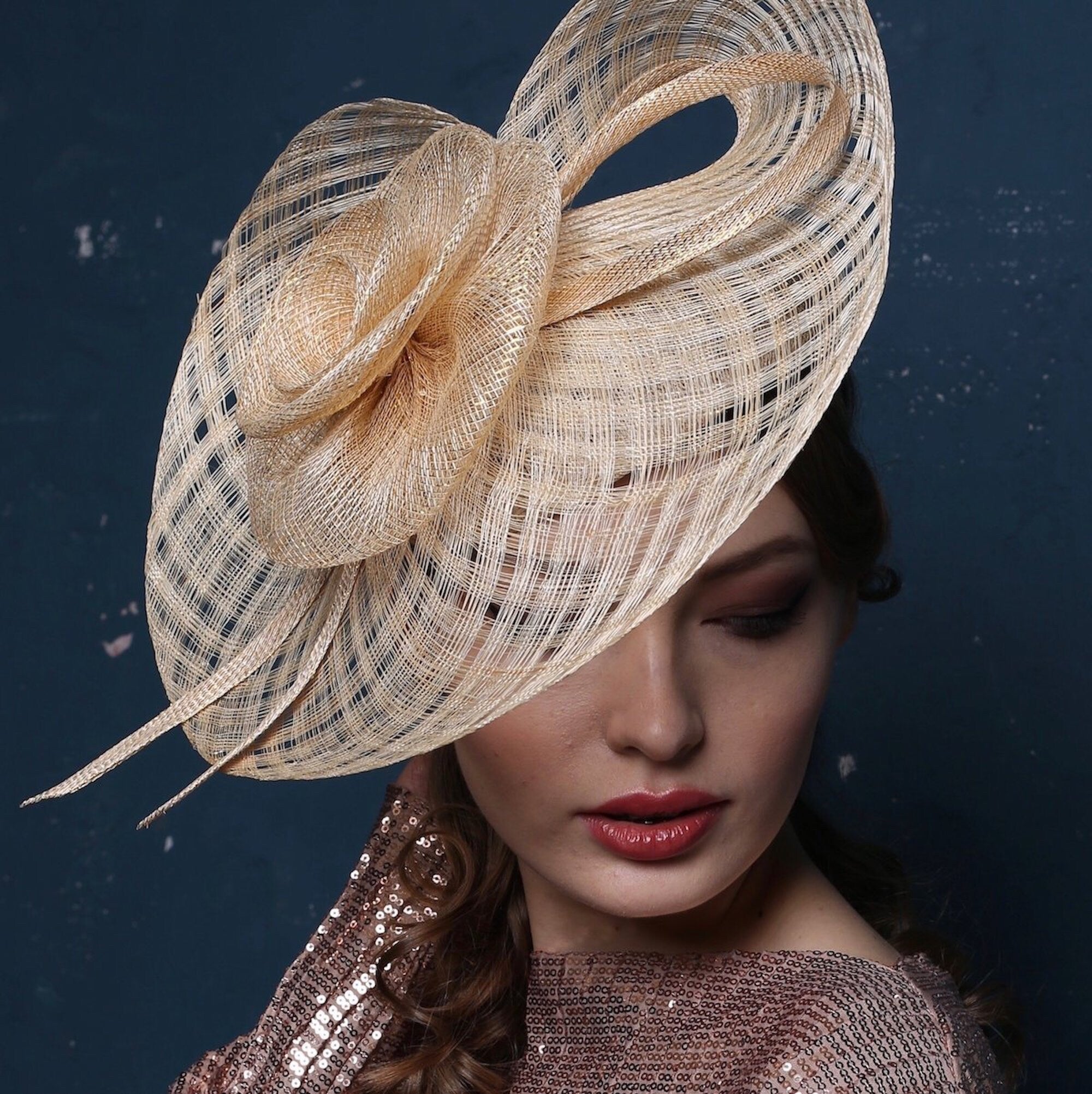 Gold Fascinator Derby Hat
