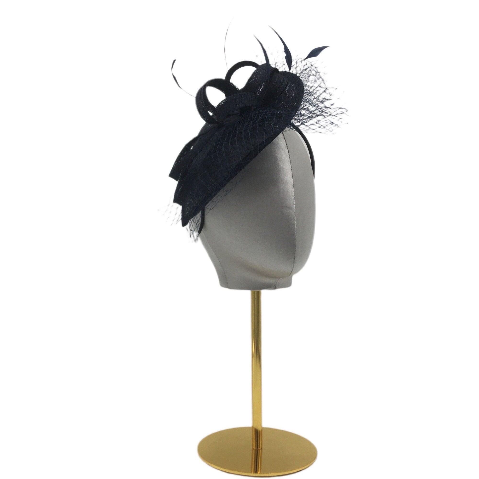 Pretty Small Navy Blue Fascinator with Bow