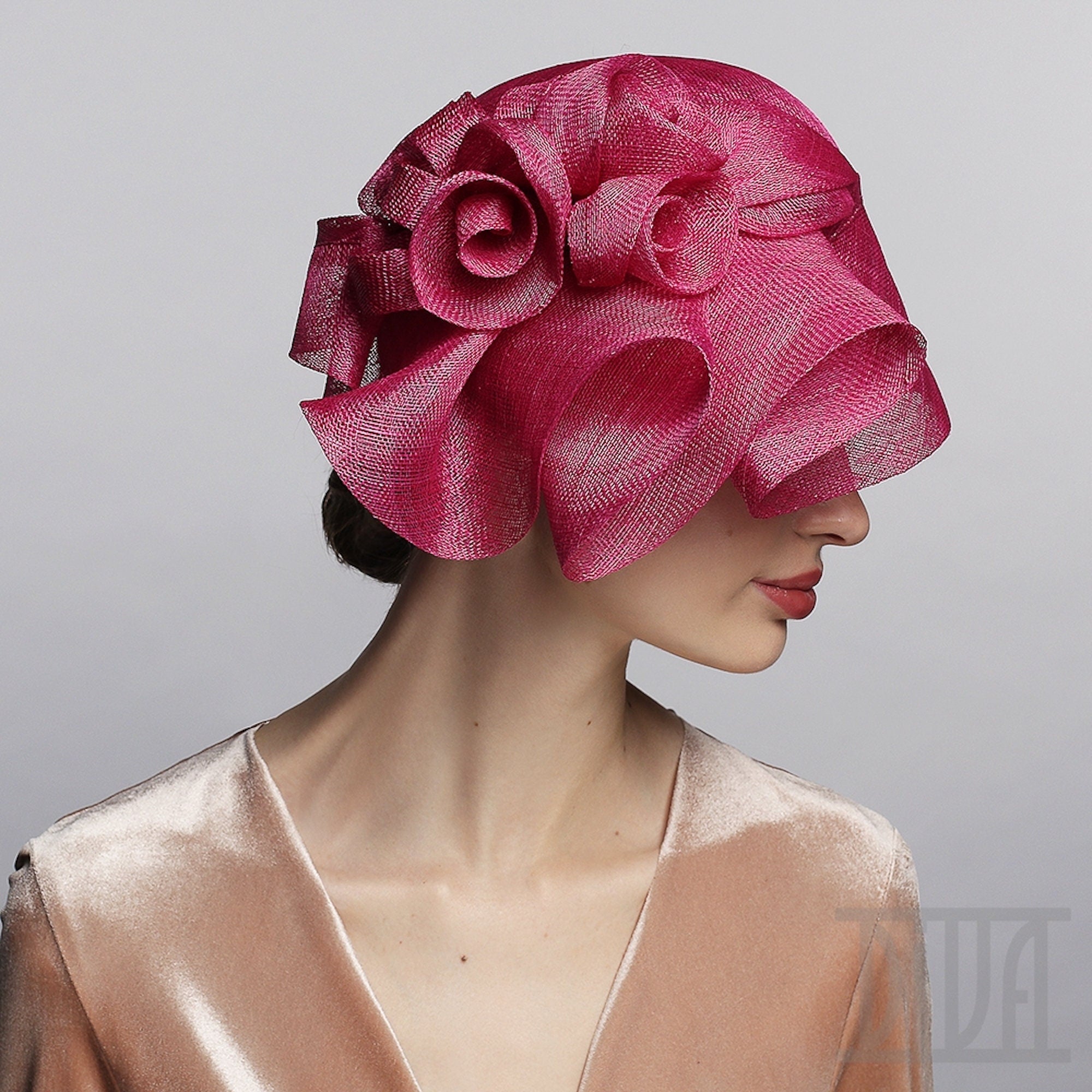 Azalea Cloche with Flowers Derby Wedding Hat