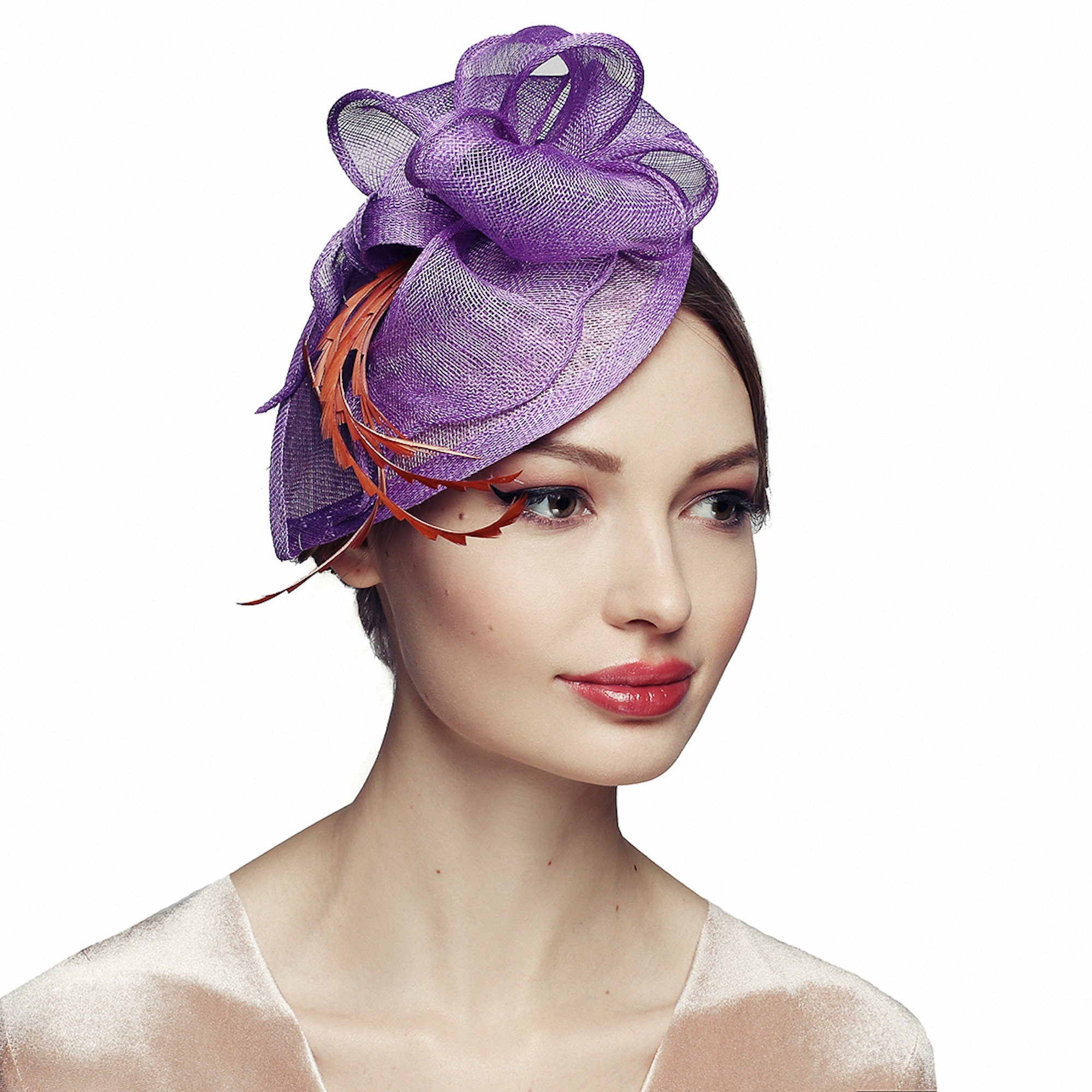 purple fascinator hats for women