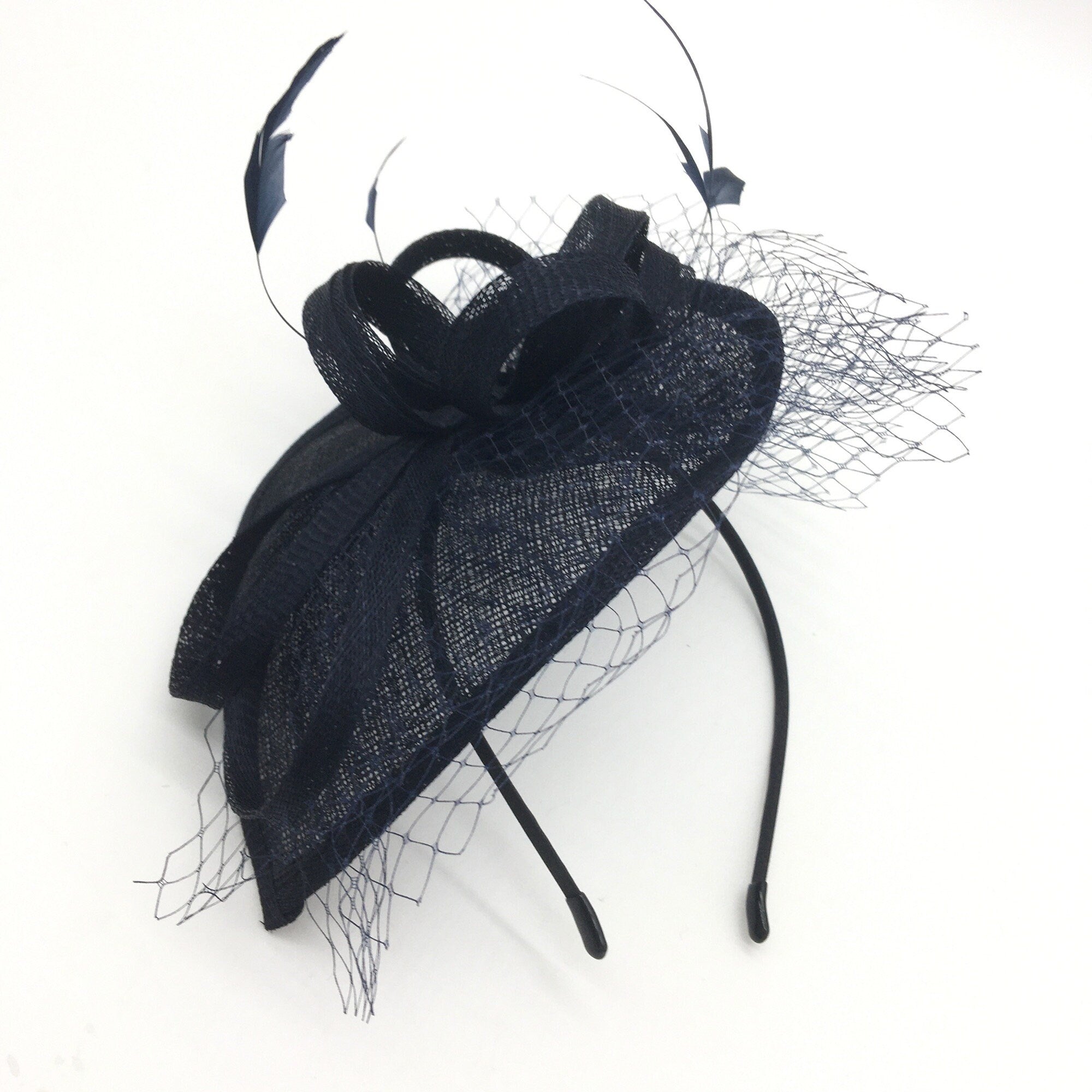 Pretty Small Navy Blue Fascinator with Bow