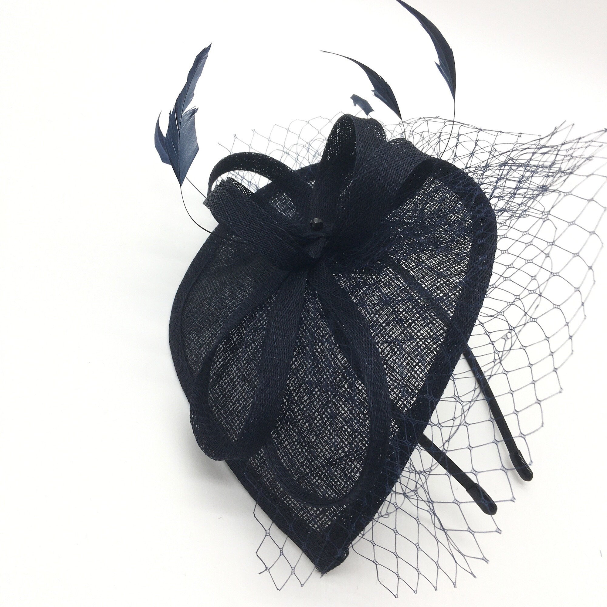 Pretty Small Navy Blue Fascinator with Bow