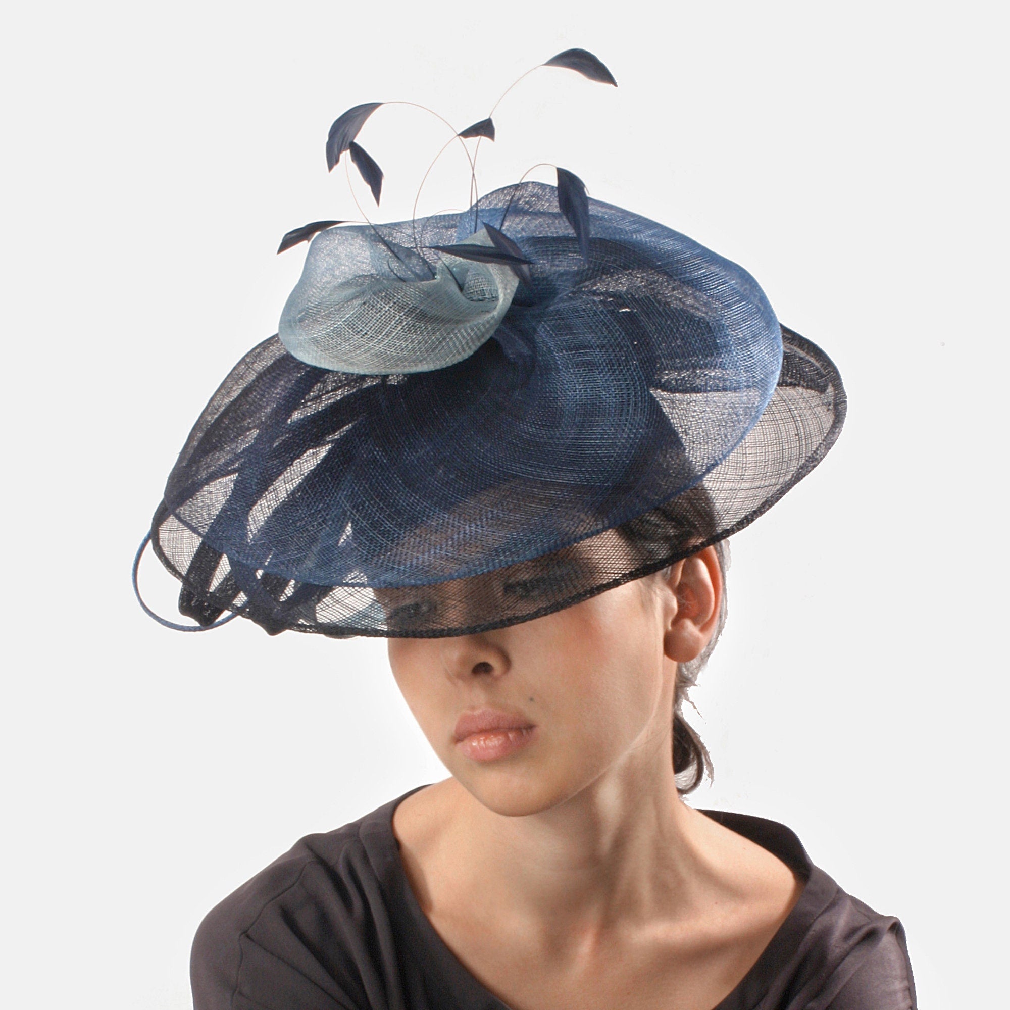 Black and White Derby Hat 'Pagoda' Shape