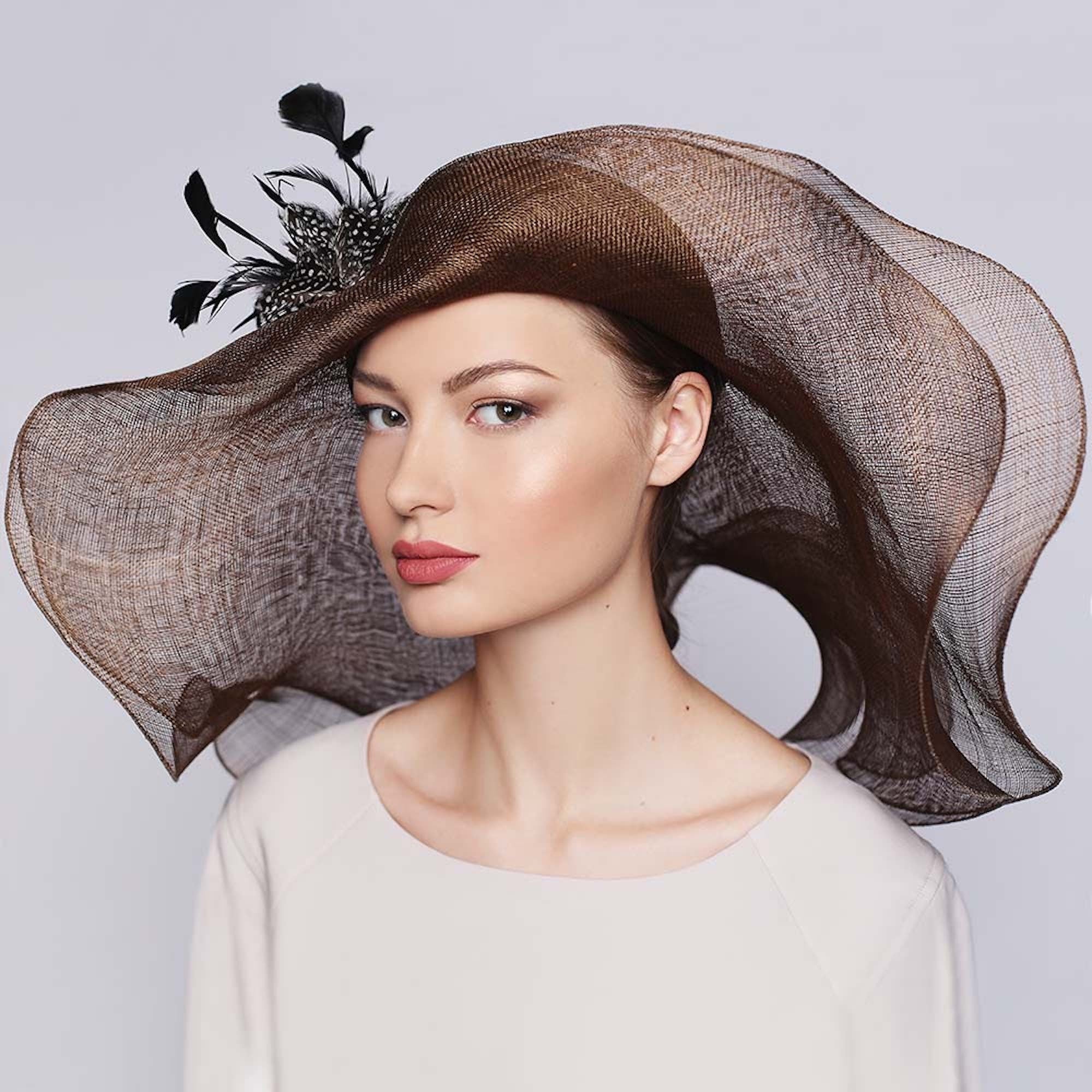 Exquisite Kentucky Derby Hat Double Wide&Floppy brims with Flower