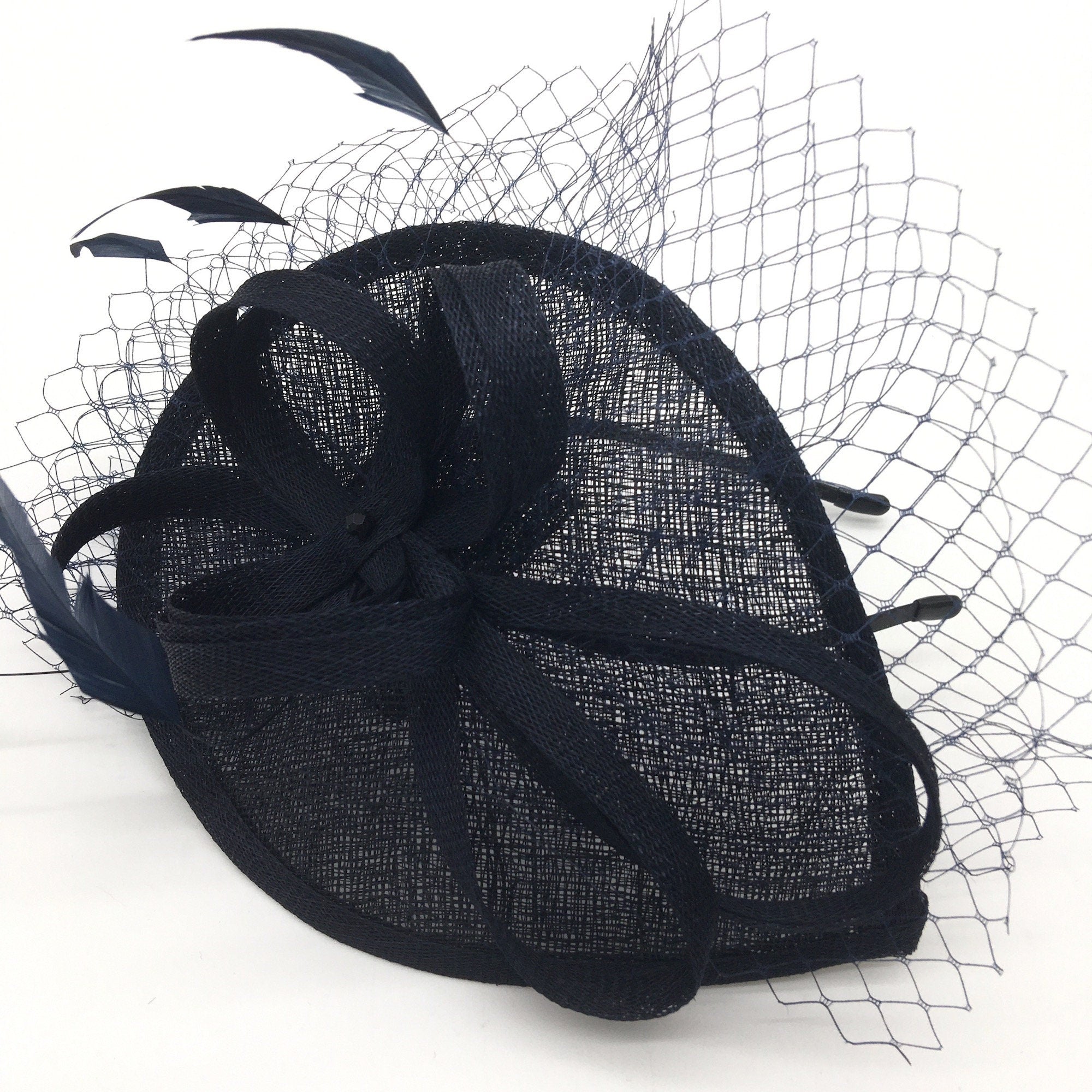 Pretty Small Navy Blue Fascinator with Bow