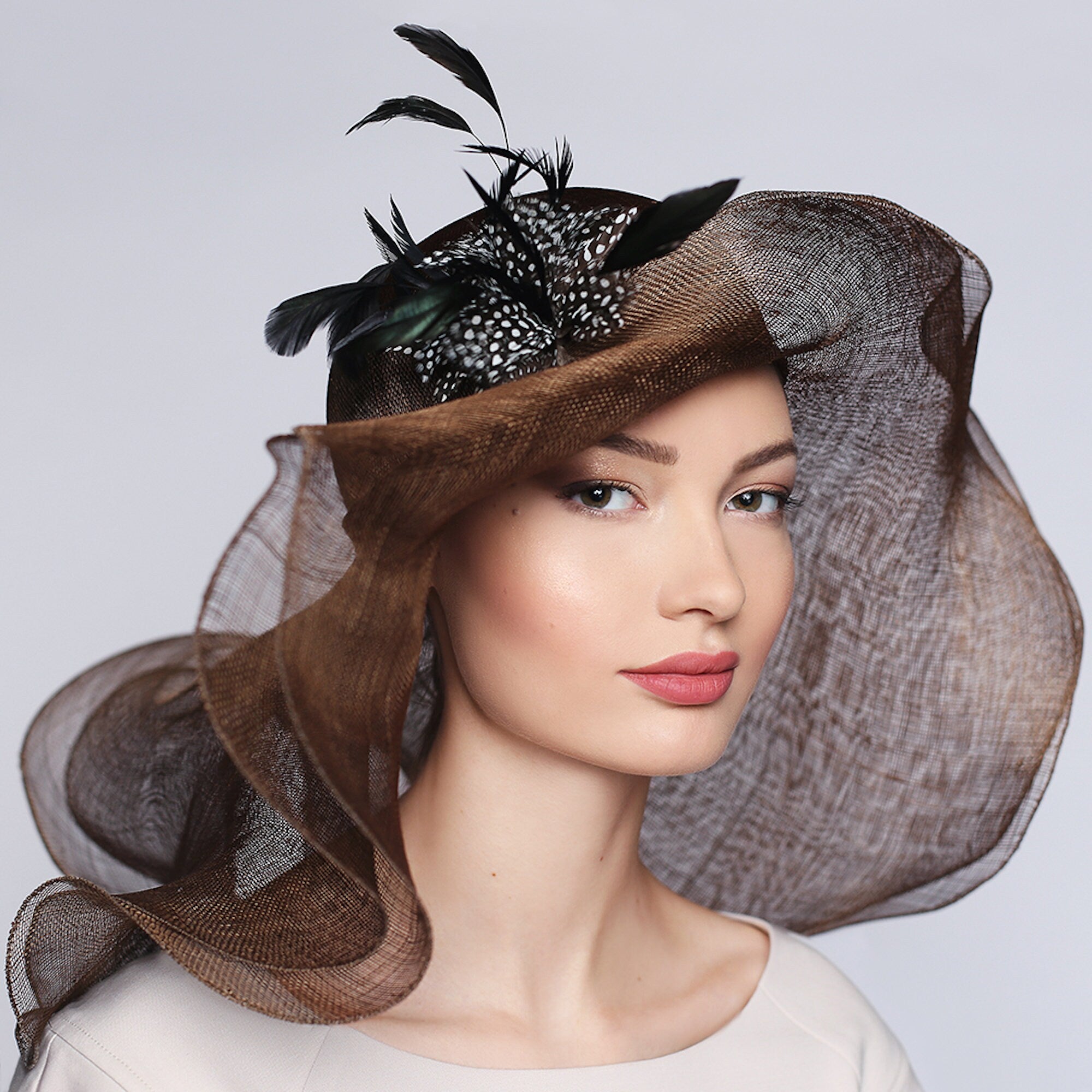 Exquisite Kentucky Derby Hat Double Wide&Floppy brims with Flower