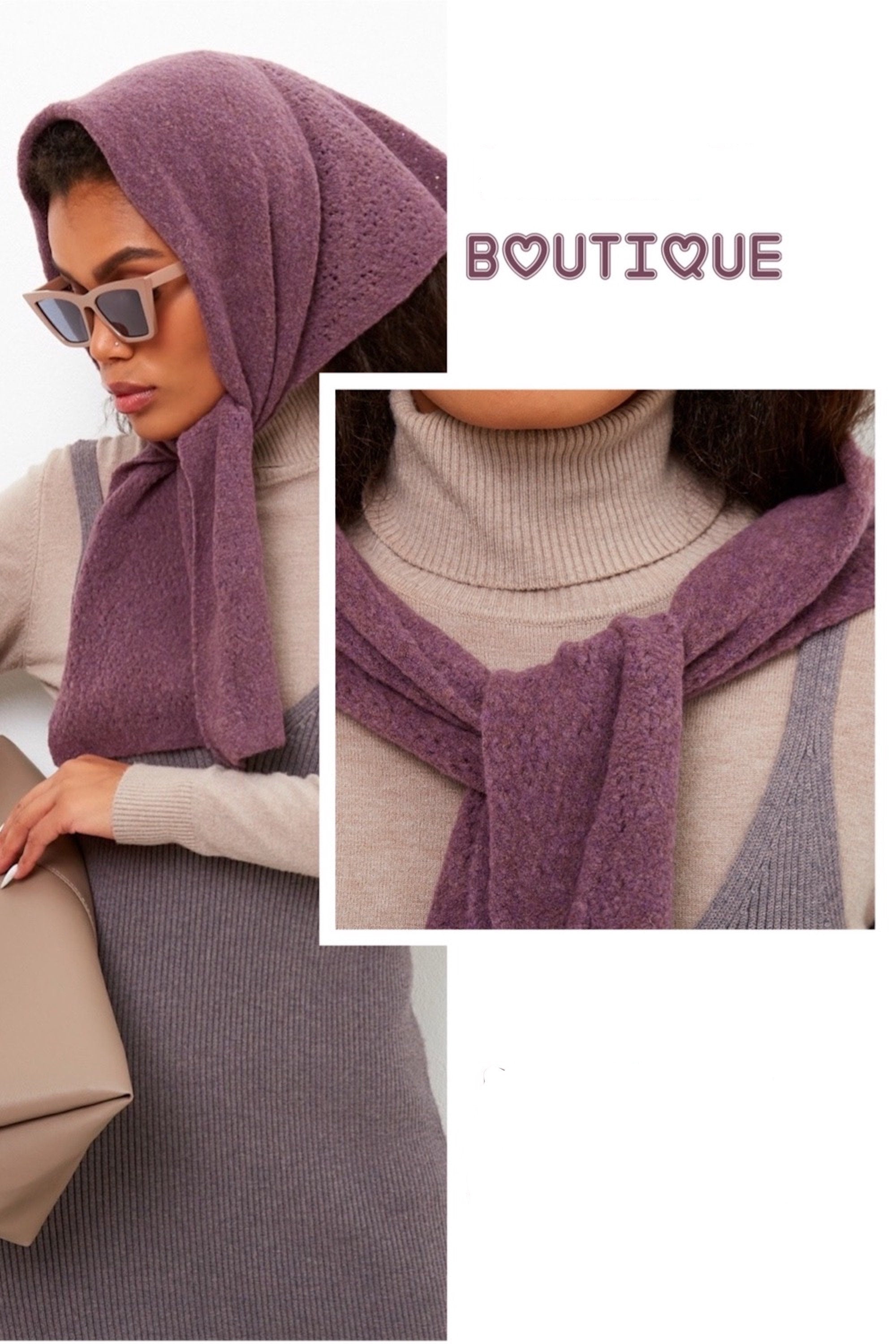 Merino Wool Knitted Scarf Shawl