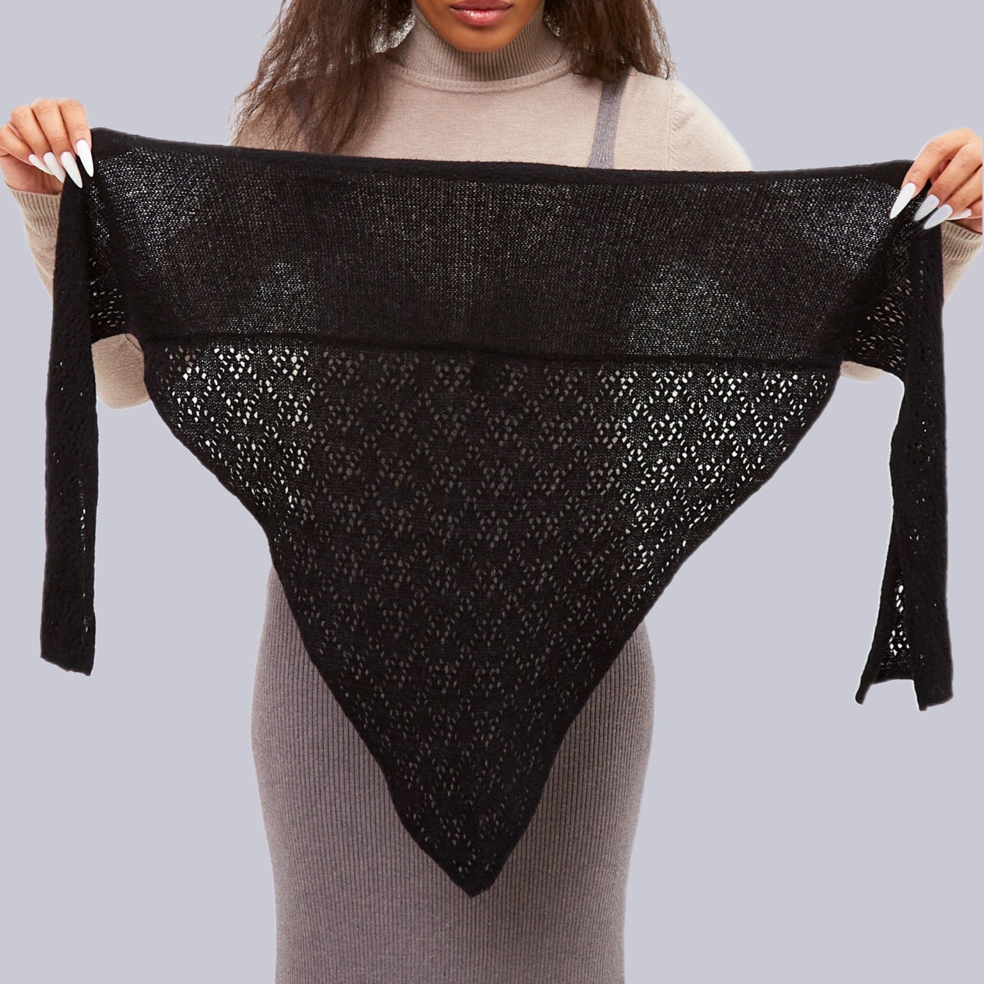 Knitted Scarf Shawl Merino Wool