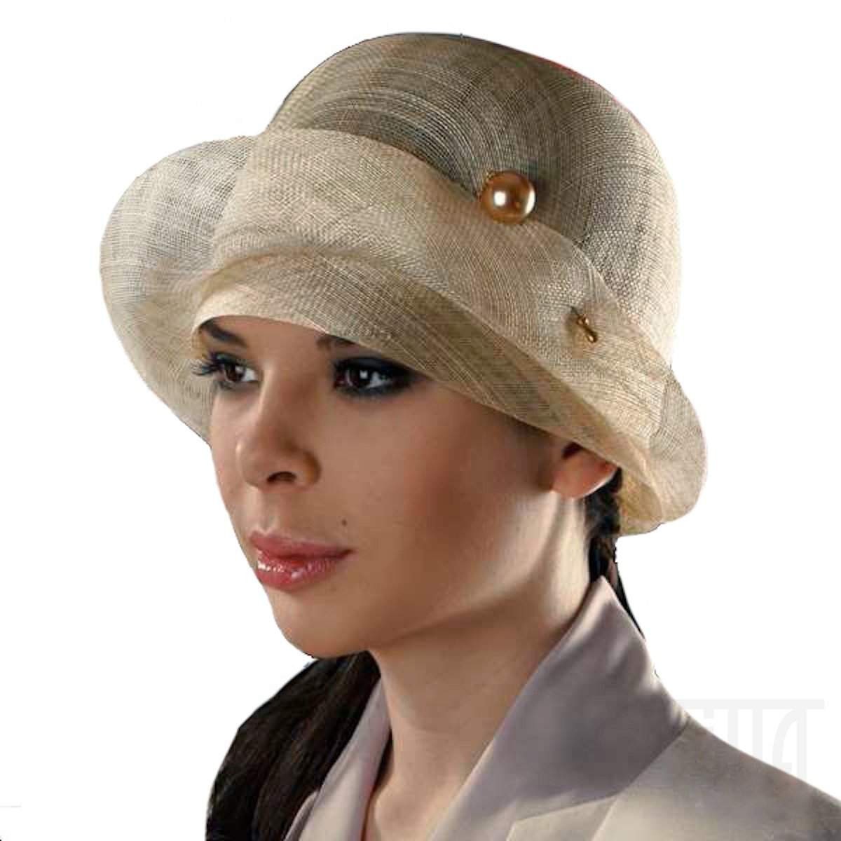 Pretty sinamay Cloche with pin Derby, Church, Tea party, Cocktail hat - DivaHats Boutique