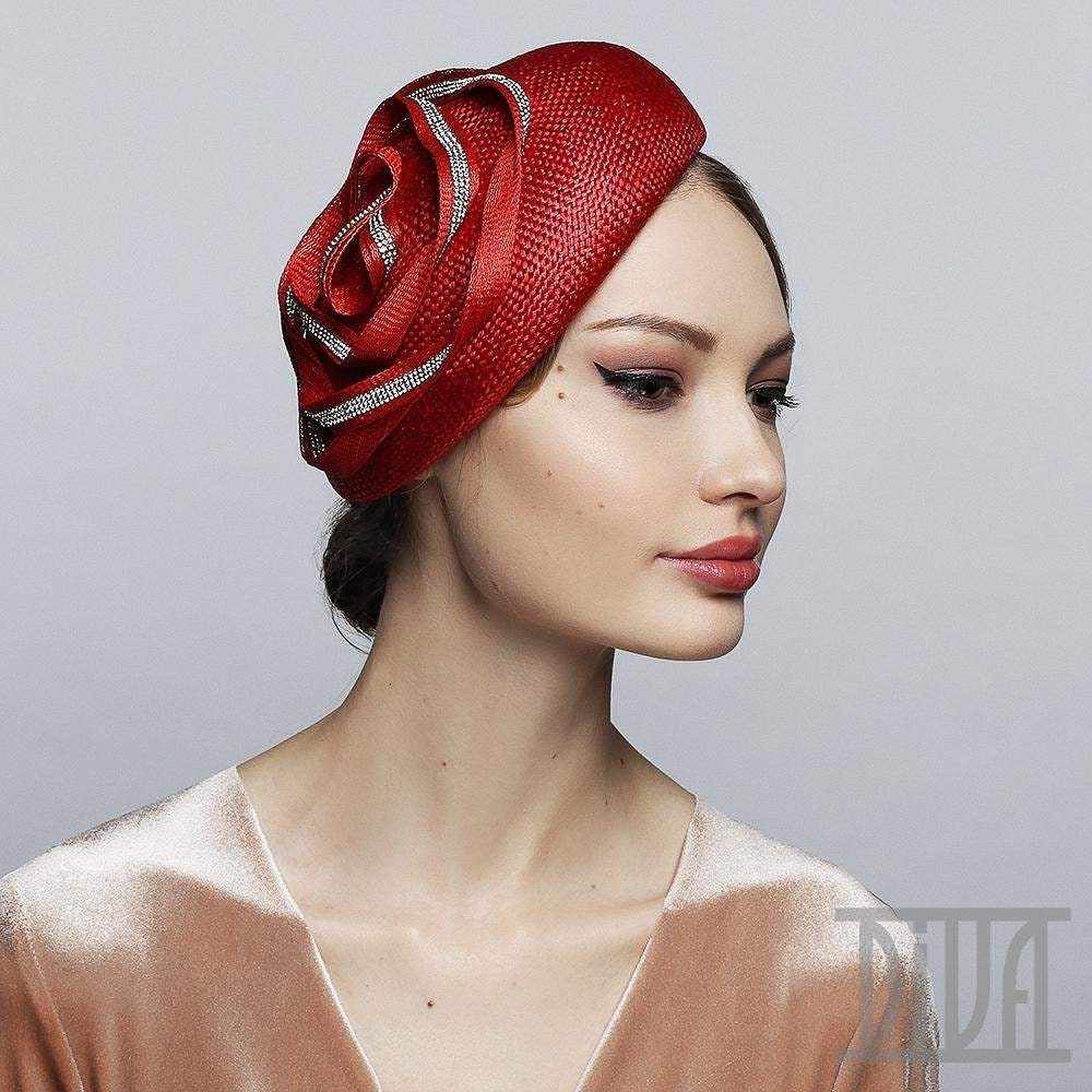 Small beret headband with shiny flower trim perfect tea party derby wedding hat - DivaHats Boutique