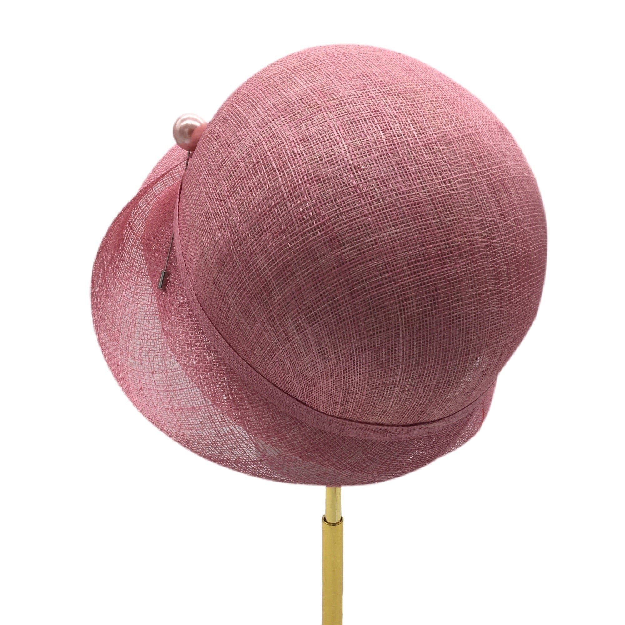 Pretty Sinamay Cloche Hat with Pin Derby, Church, Tea party Headwear