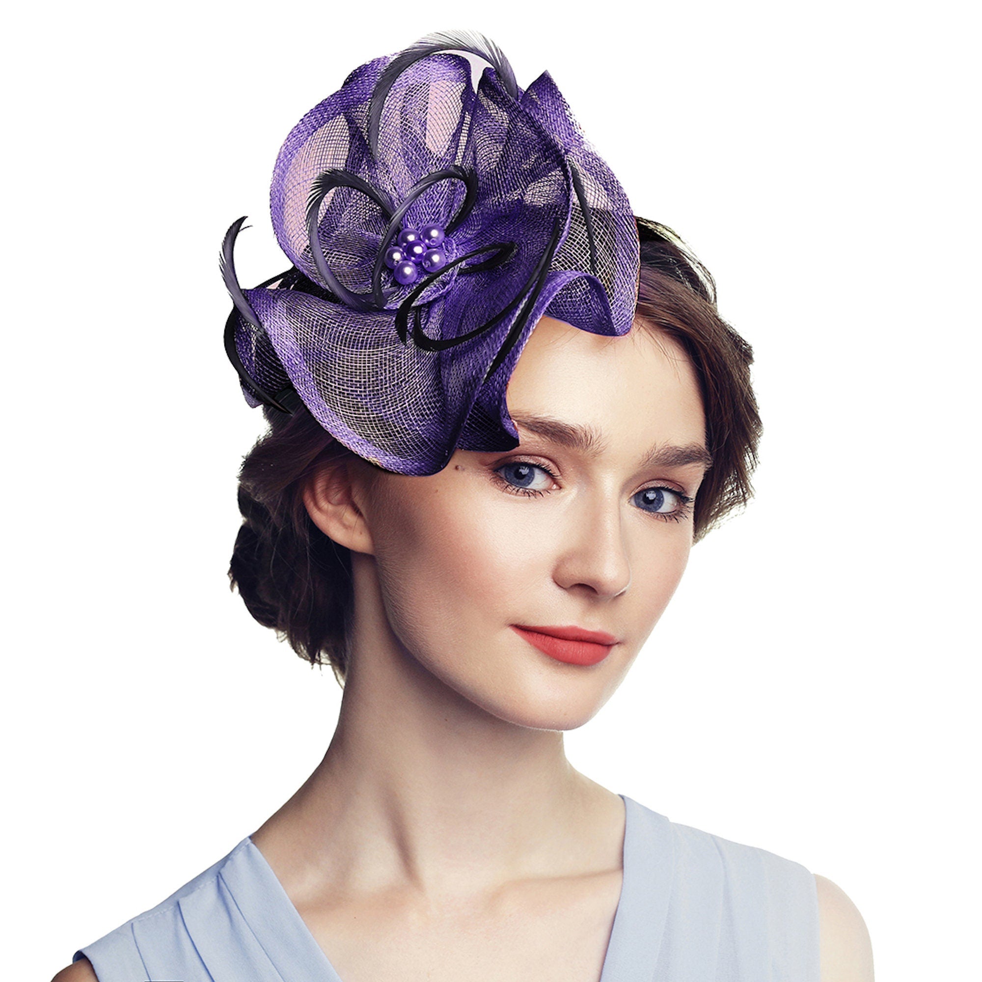 Purple fascinator hat