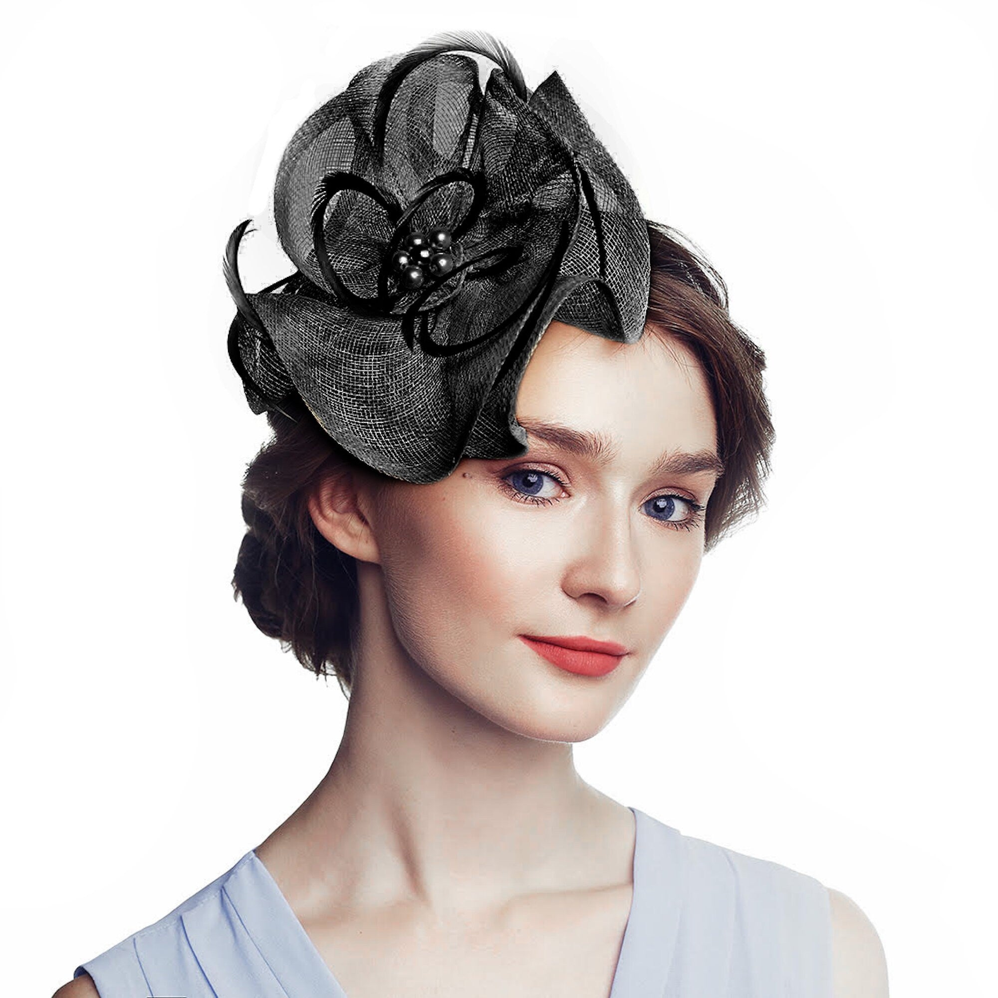 black fascinator hat