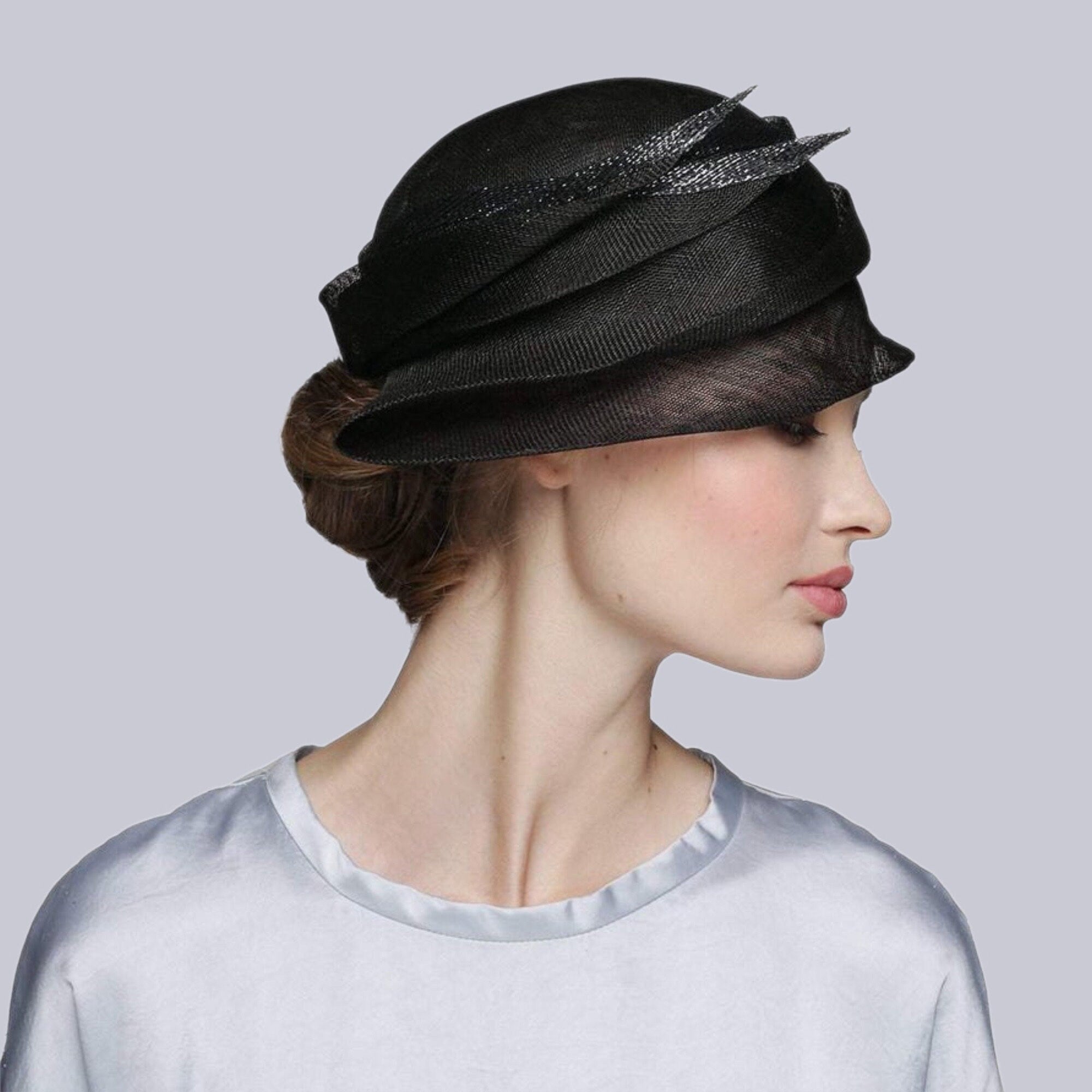 Cloche Hat Handmade Sinamay Modern Derby Church Headwear