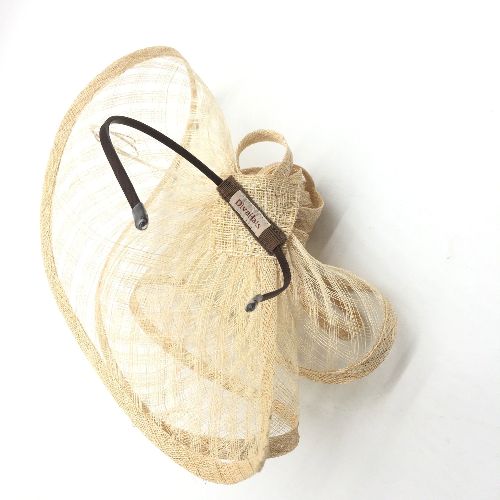 Elegant Black Fascinator with Lurex Trim & Feather