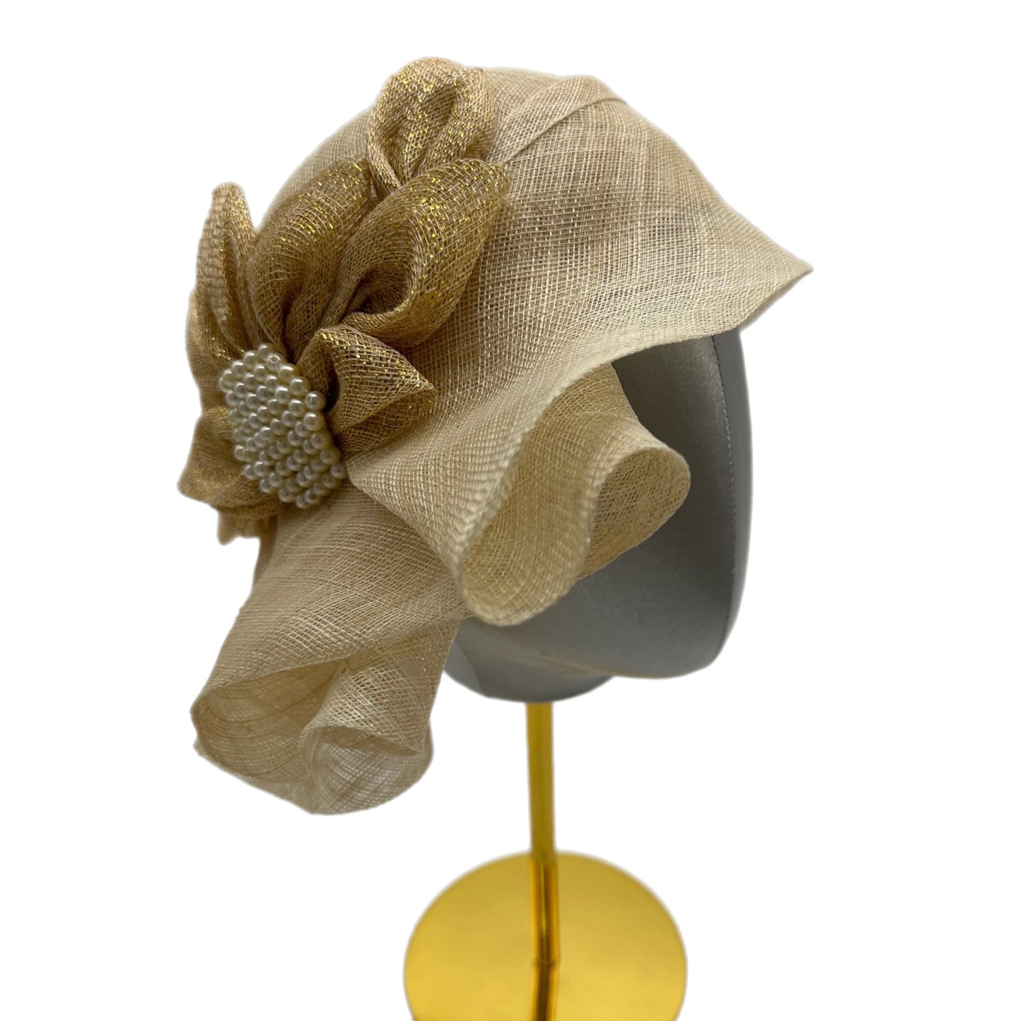 Couture Cloche Hat with Bow and Brooch Kentucky Derby Wedding Headwear