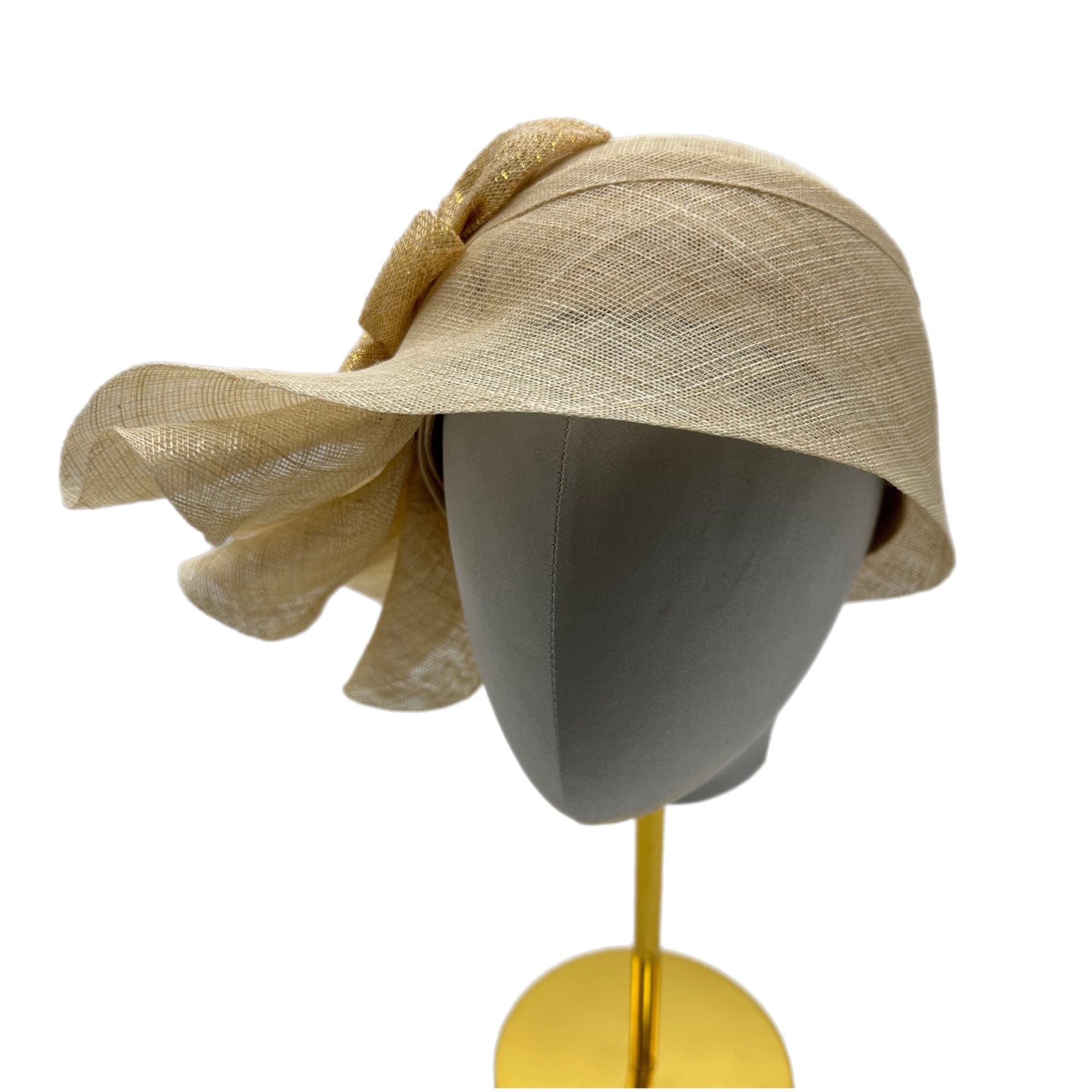 Couture Cloche Hat with Bow and Brooch Kentucky Derby Wedding Headwear