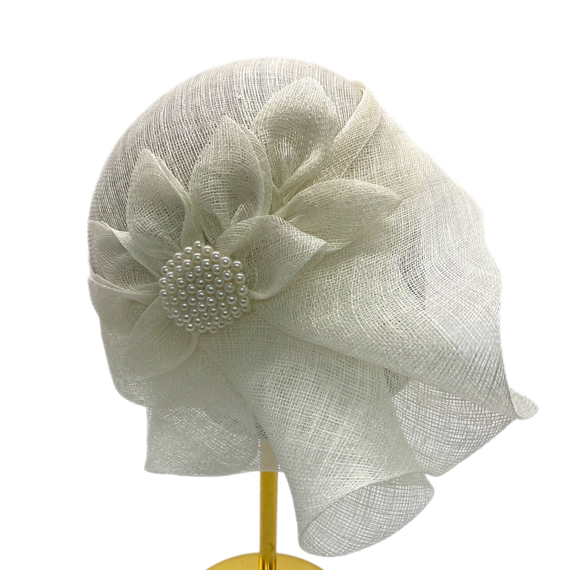 Couture Cloche Hat with Bow and Brooch Kentucky Derby Wedding Headwear