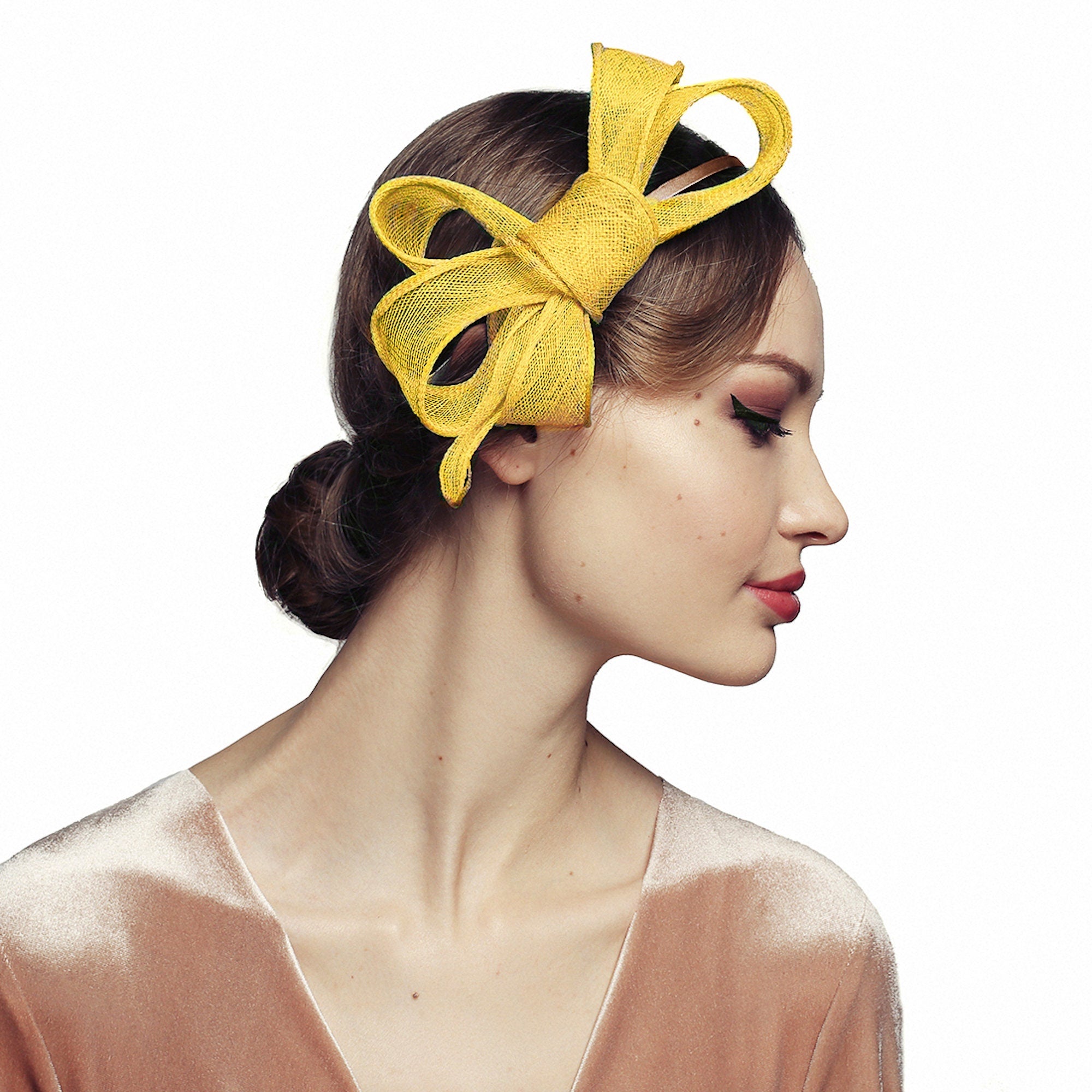 yellow bow fascinators